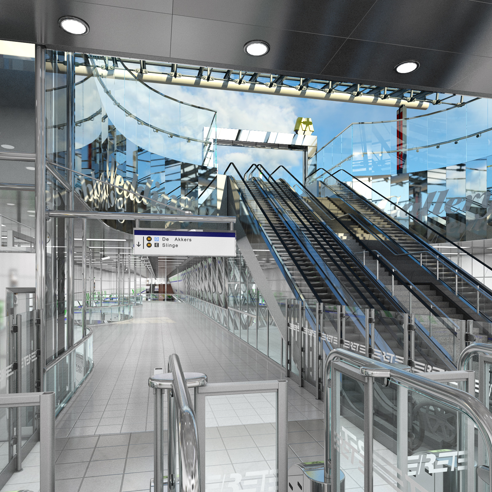 Metro Station Subway 3D Model, view 4