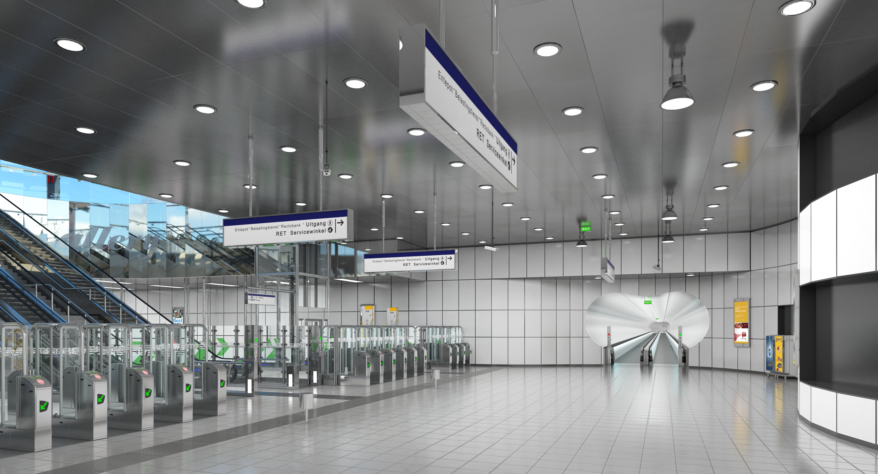 Metro Station Subway 3D Model, view 11