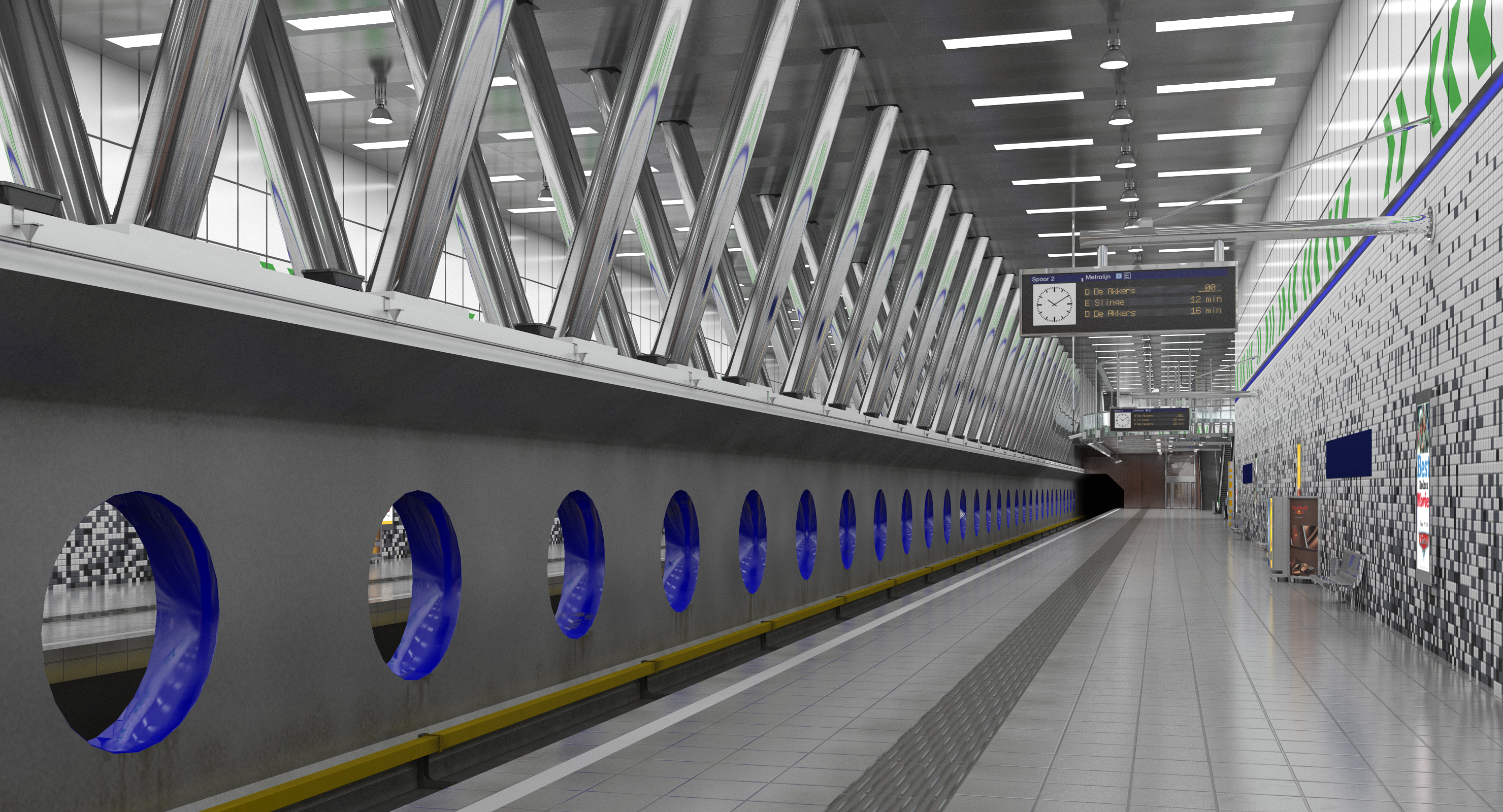 Metro Station Subway 3D Model, view 12