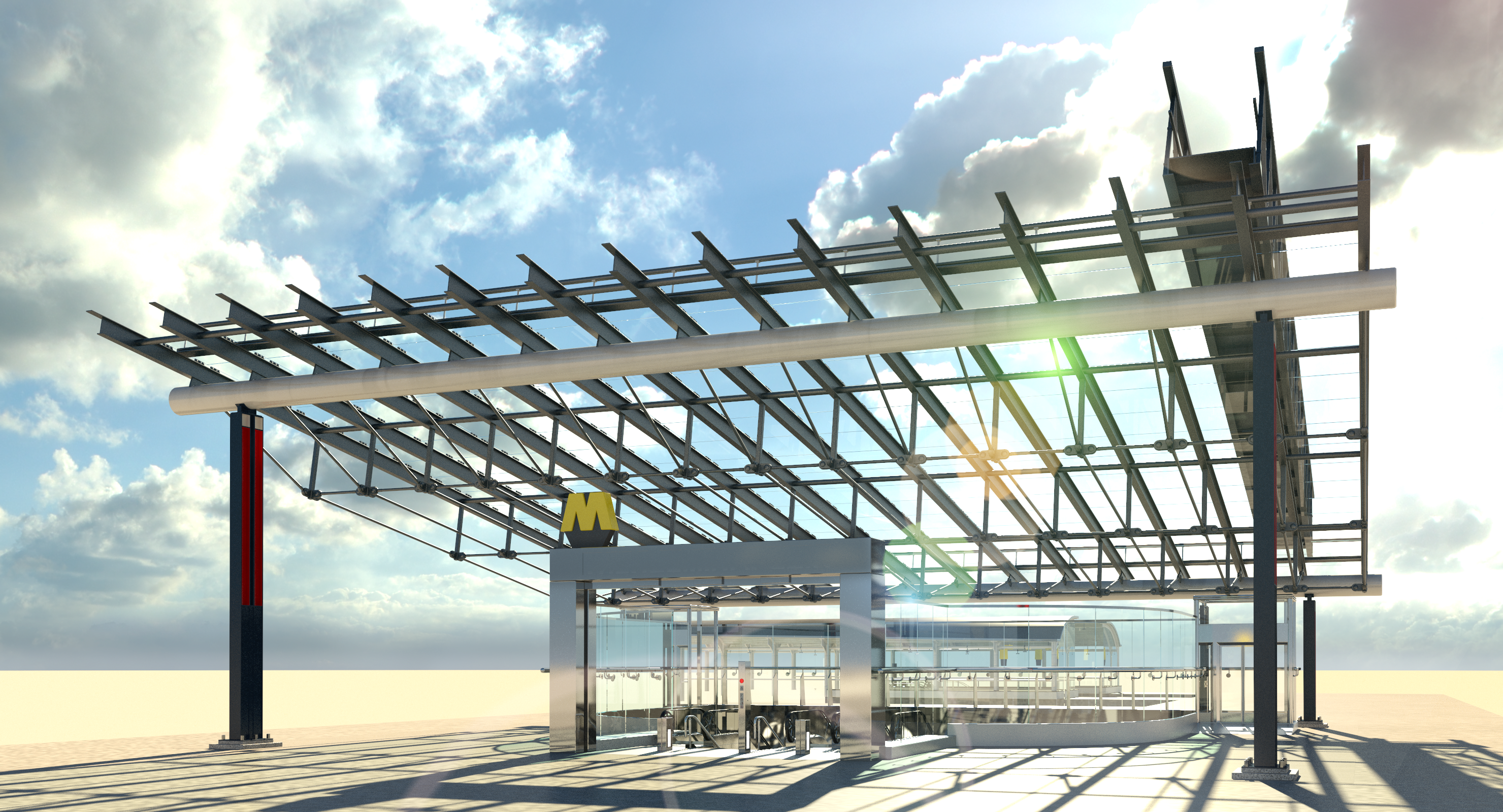 Metro Station Subway 3D Model, view 7