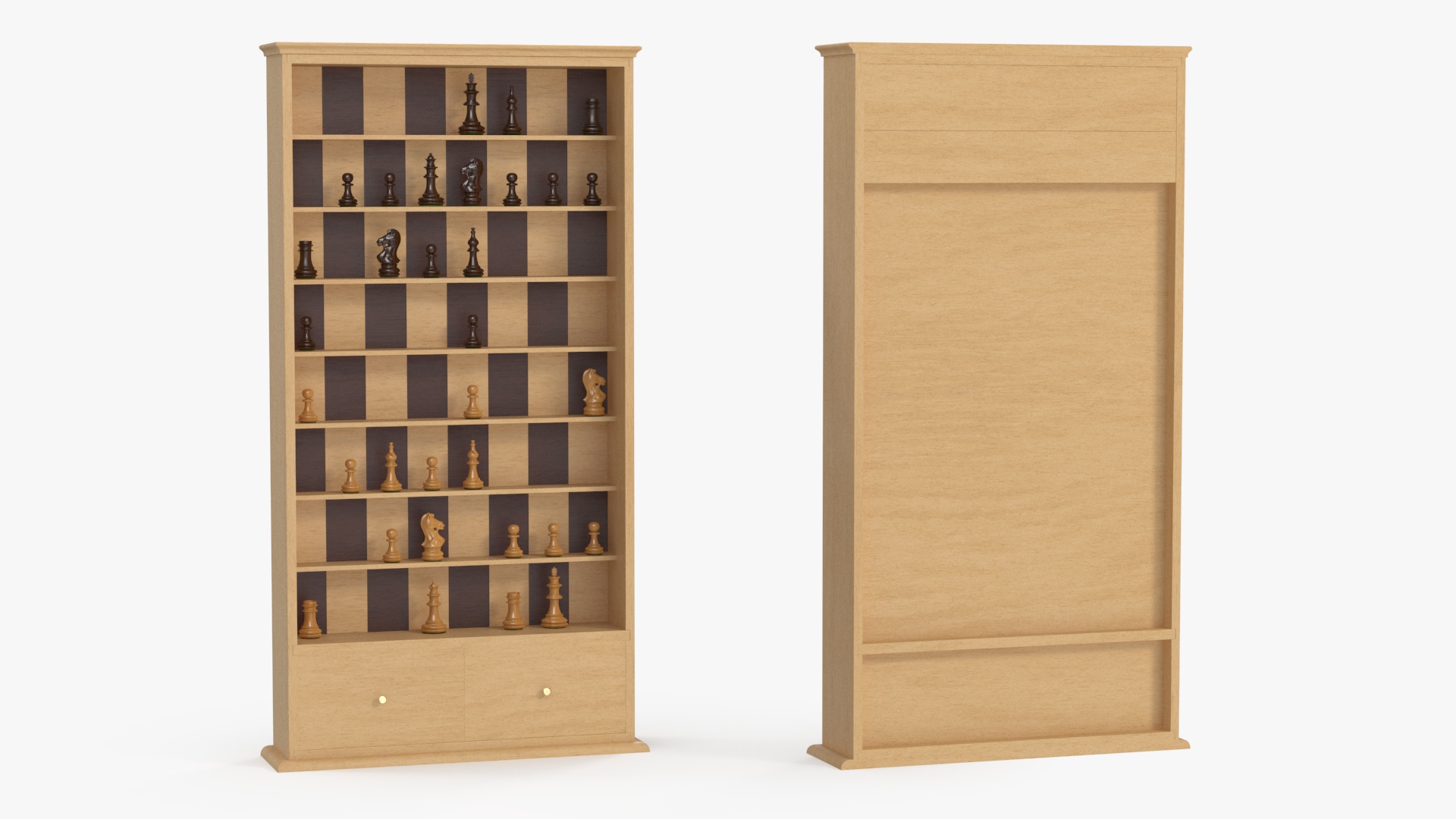 3D Light Wood Vertical Chess Board