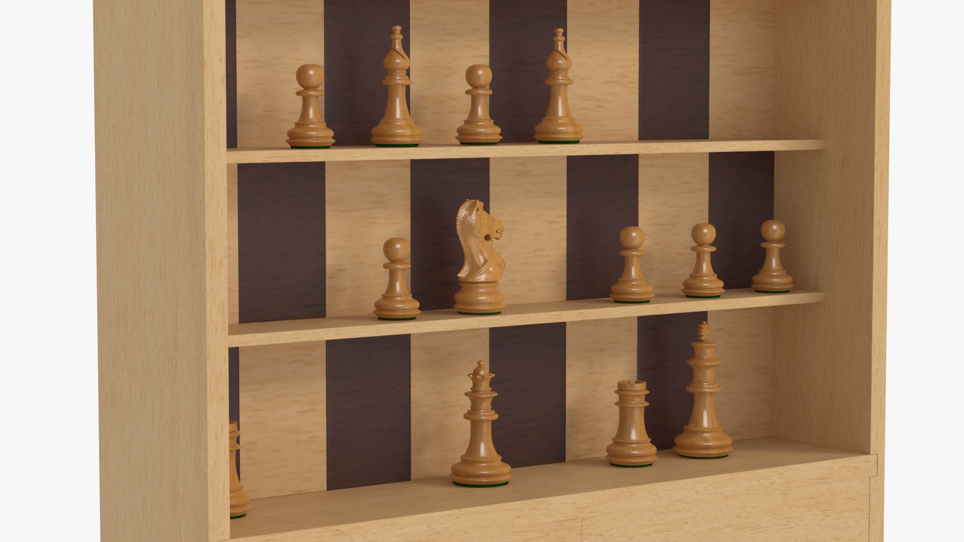 3D Light Wood Vertical Chess Board