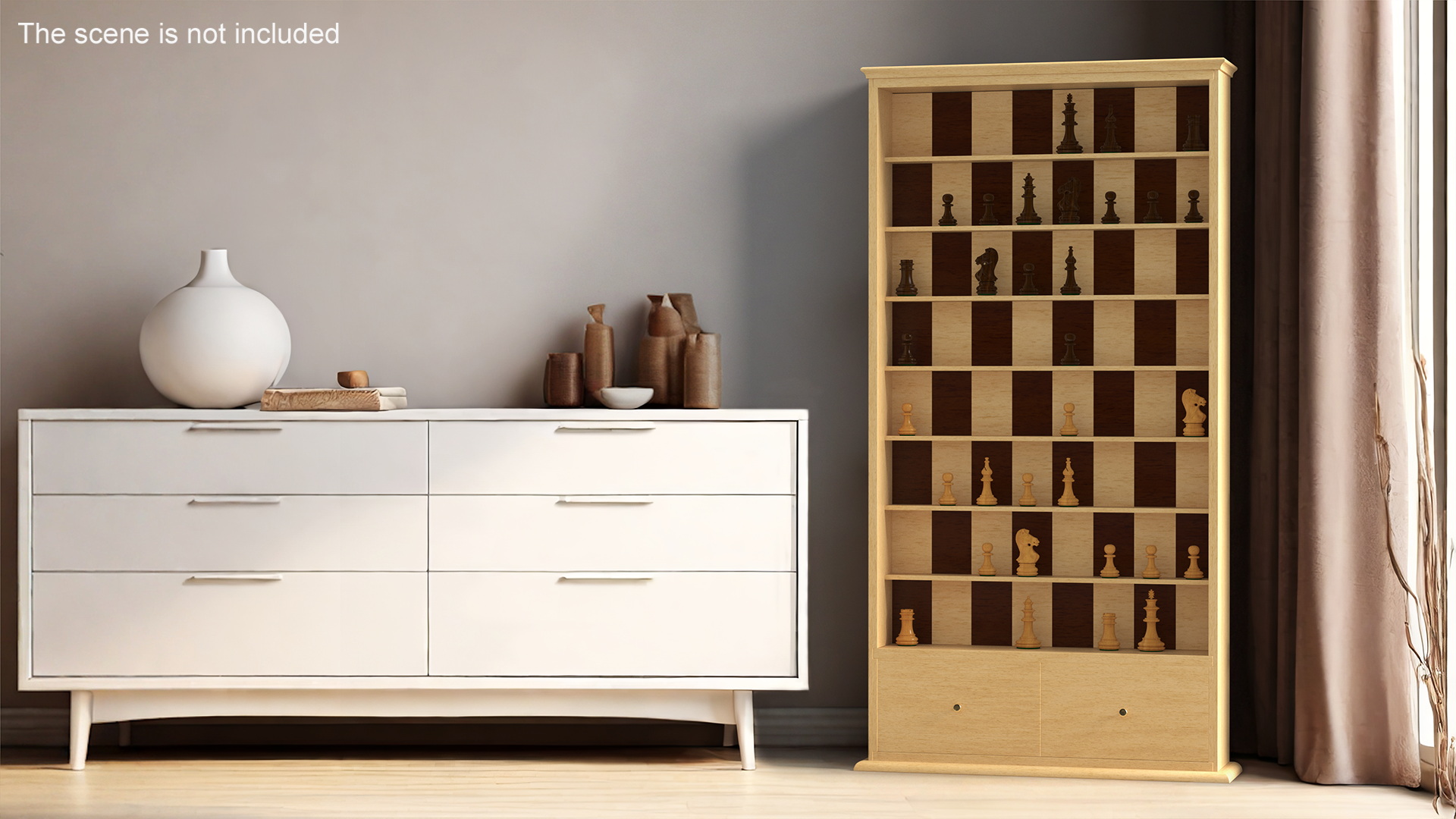 3D Light Wood Vertical Chess Board