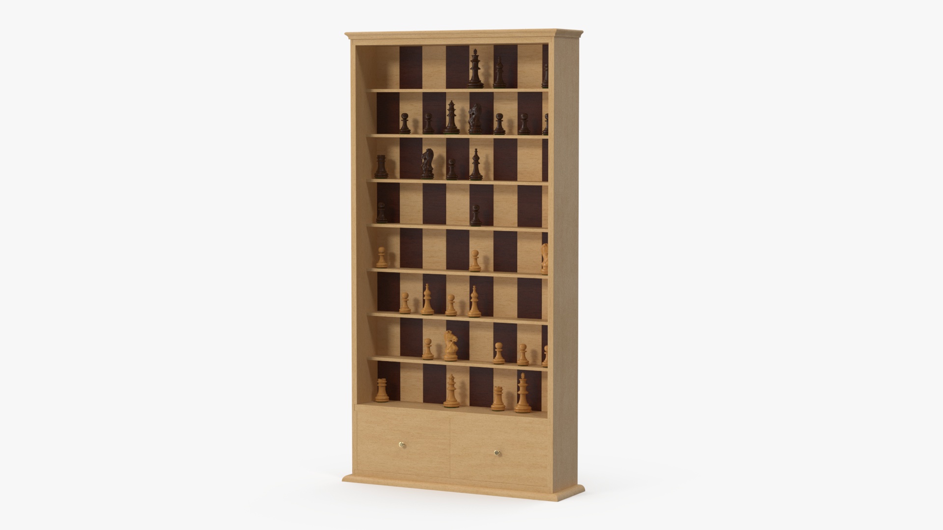 3D Light Wood Vertical Chess Board