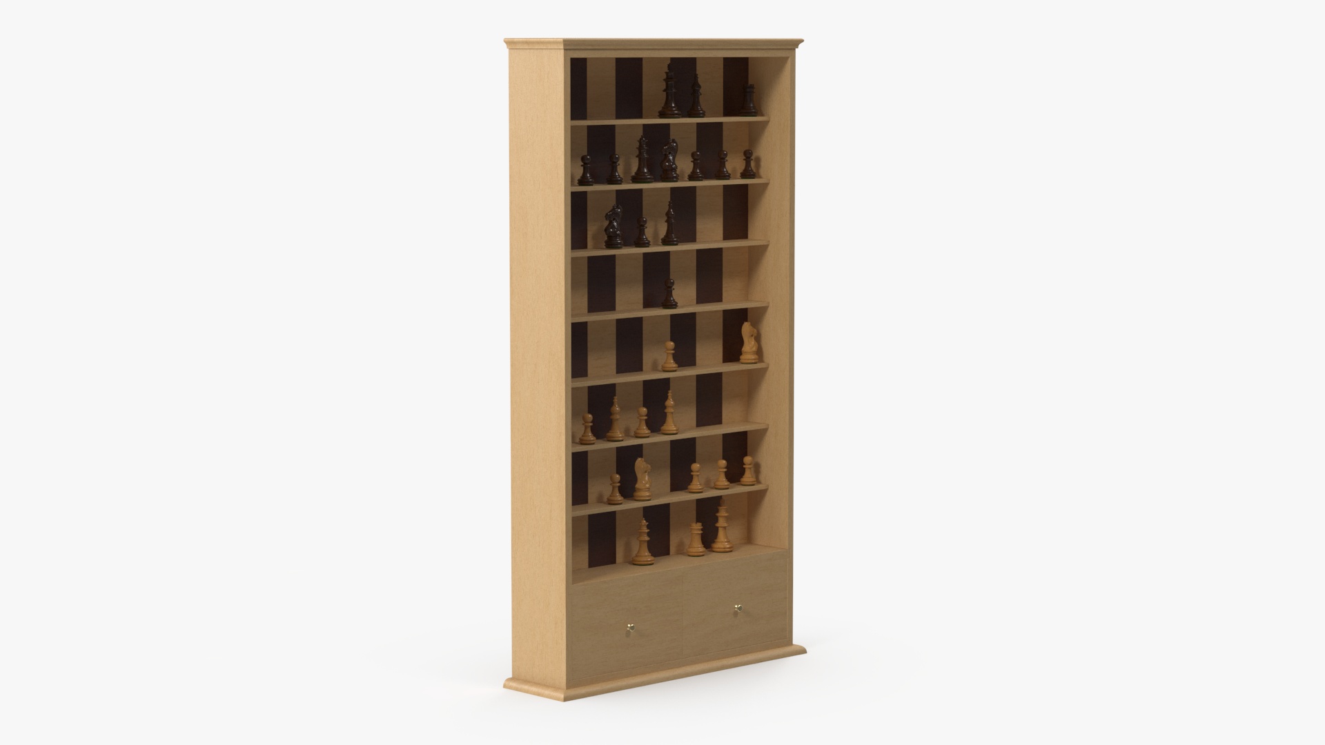 3D Light Wood Vertical Chess Board
