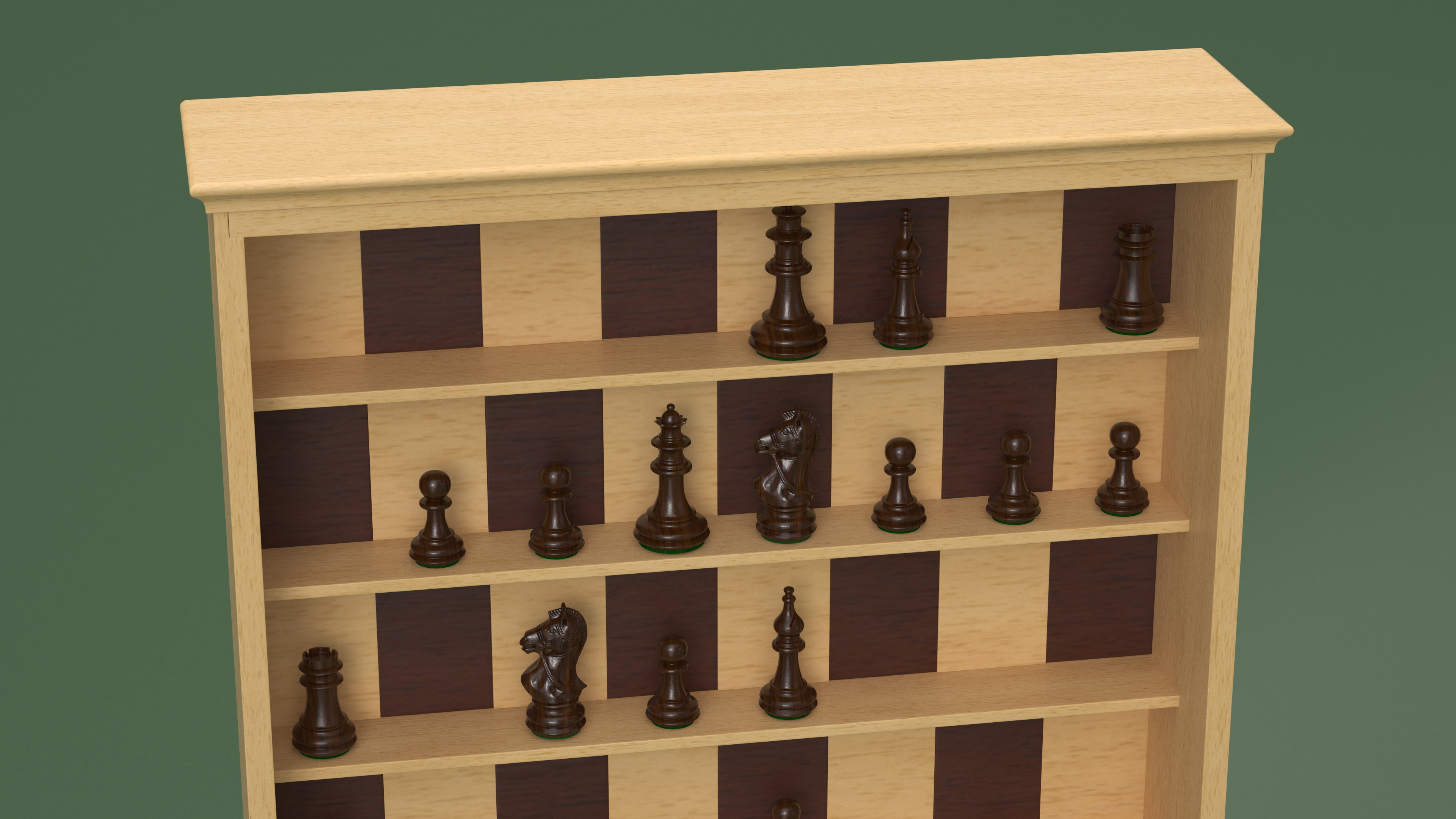 3D Light Wood Vertical Chess Board