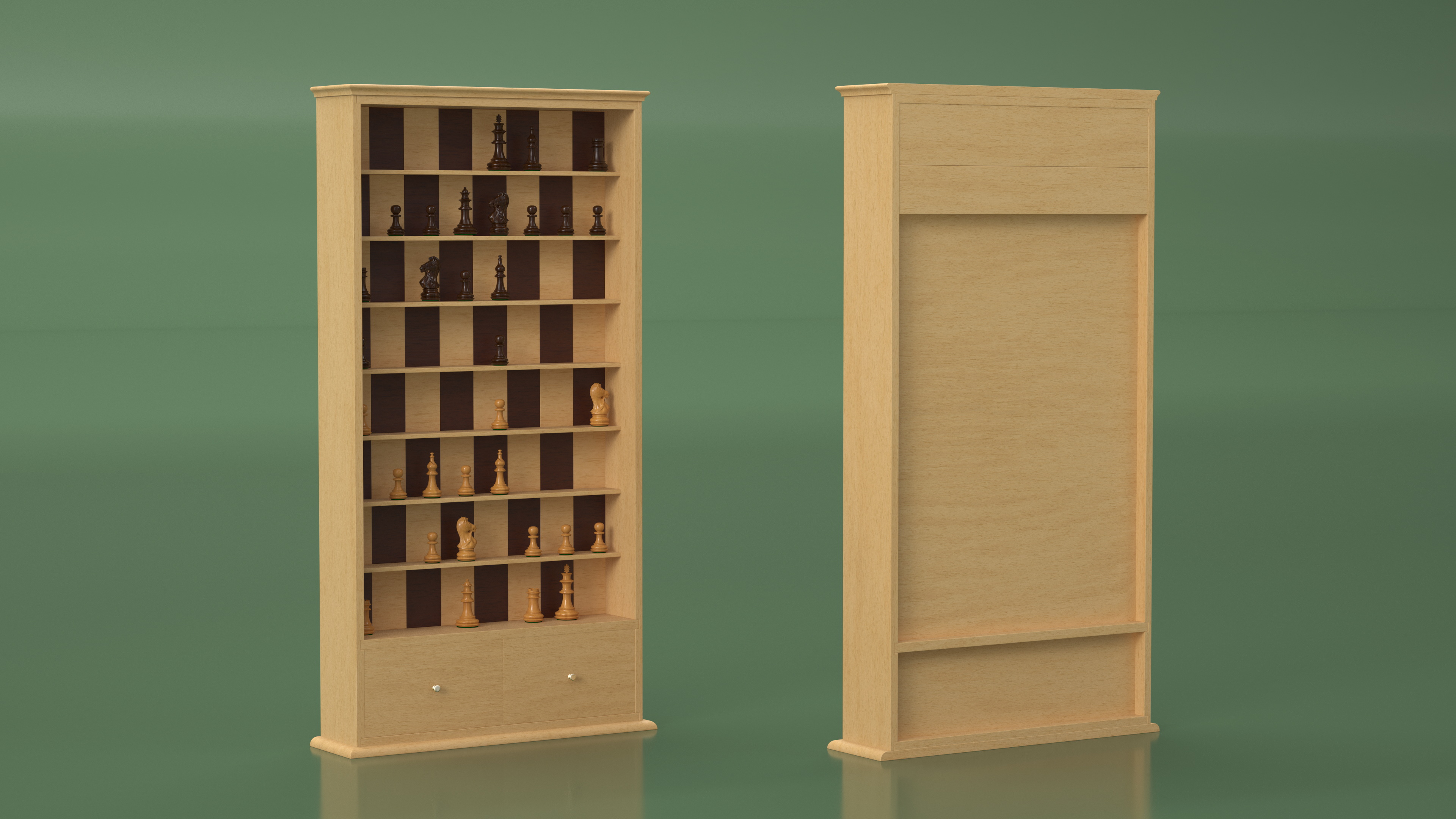 3D Light Wood Vertical Chess Board