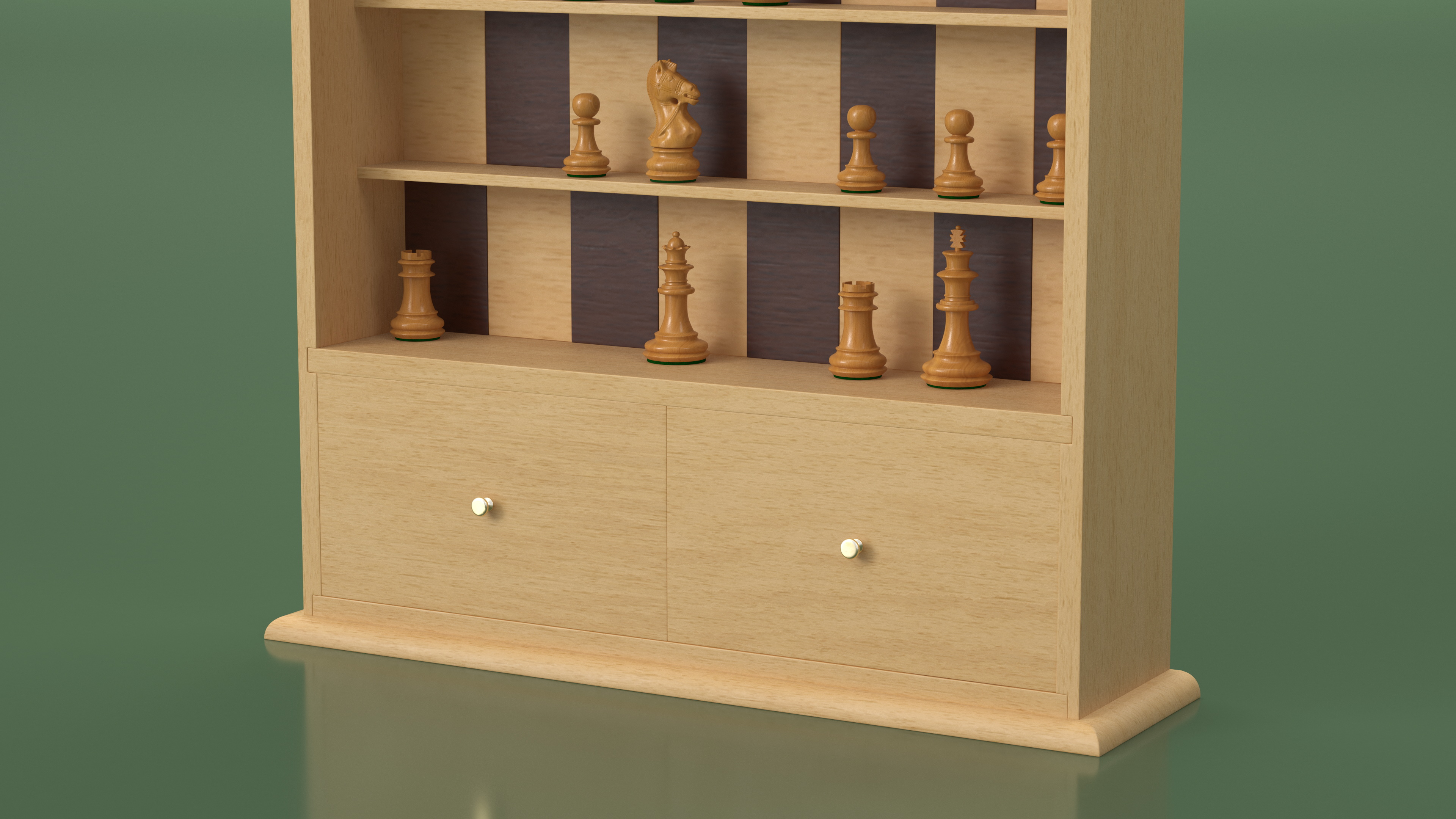 3D Light Wood Vertical Chess Board
