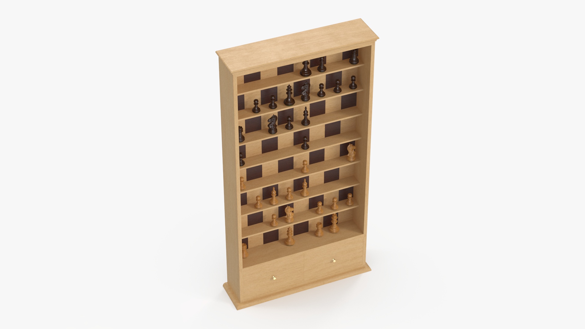 3D Light Wood Vertical Chess Board