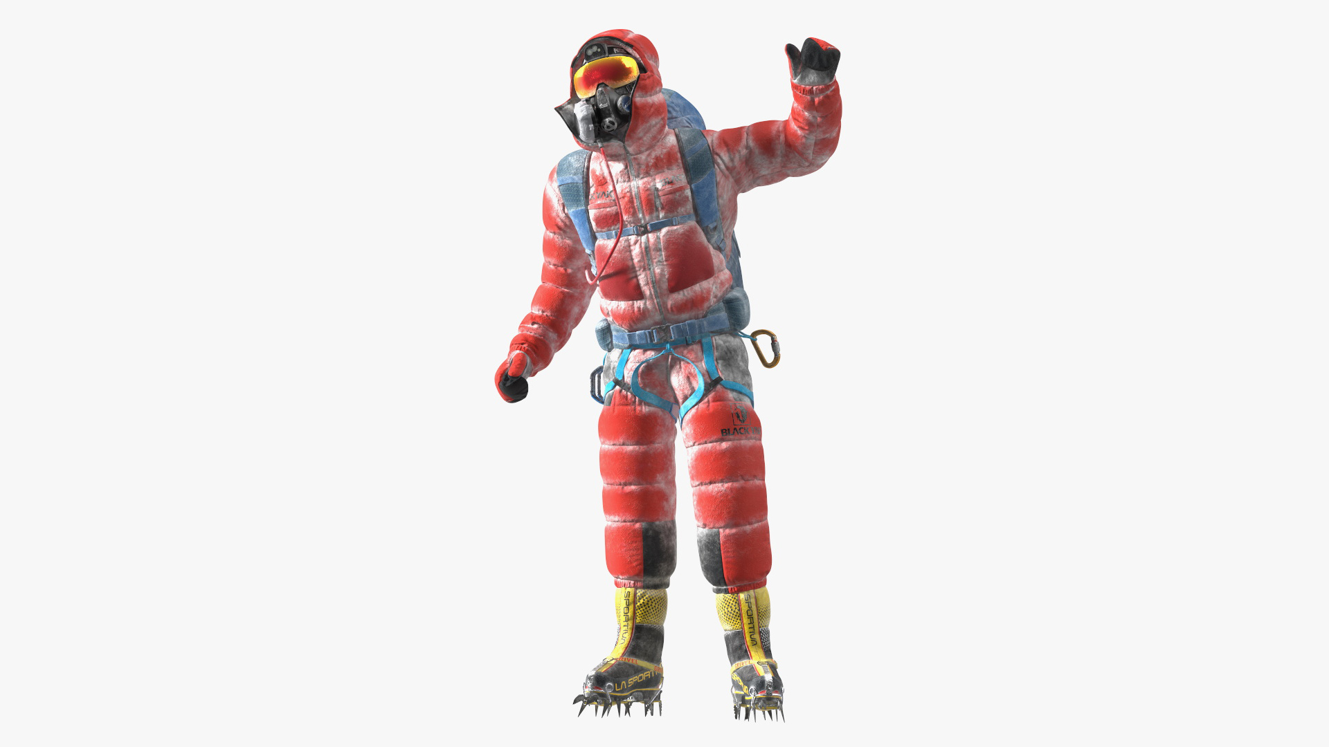 Everest Climber in a Snow-Covered Suit Rigged for Cinema 4D 3D model