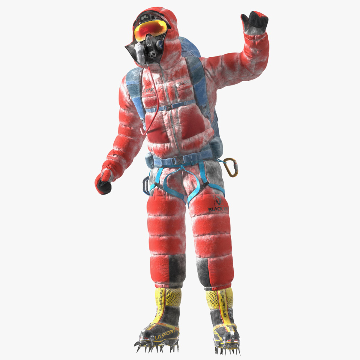 Everest Climber in a Snow-Covered Suit Rigged for Cinema 4D 3D model