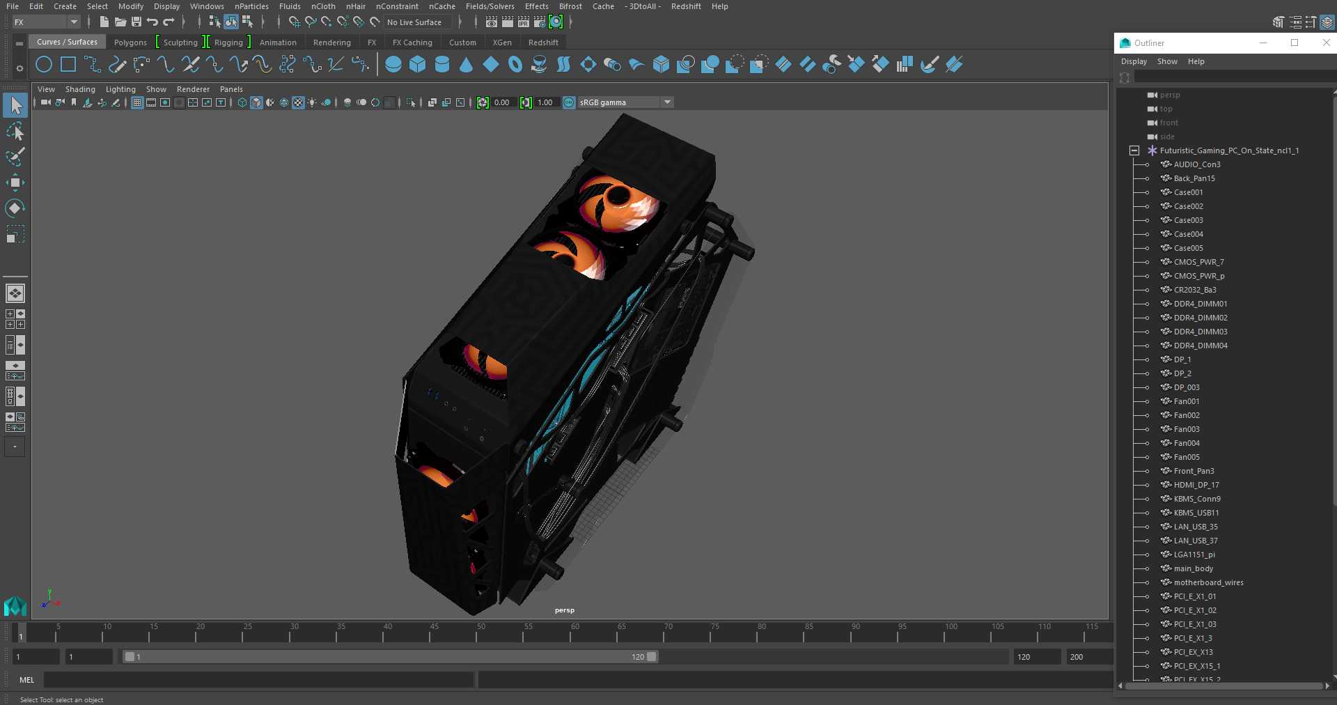 Futuristic Gaming PC On State 3D model