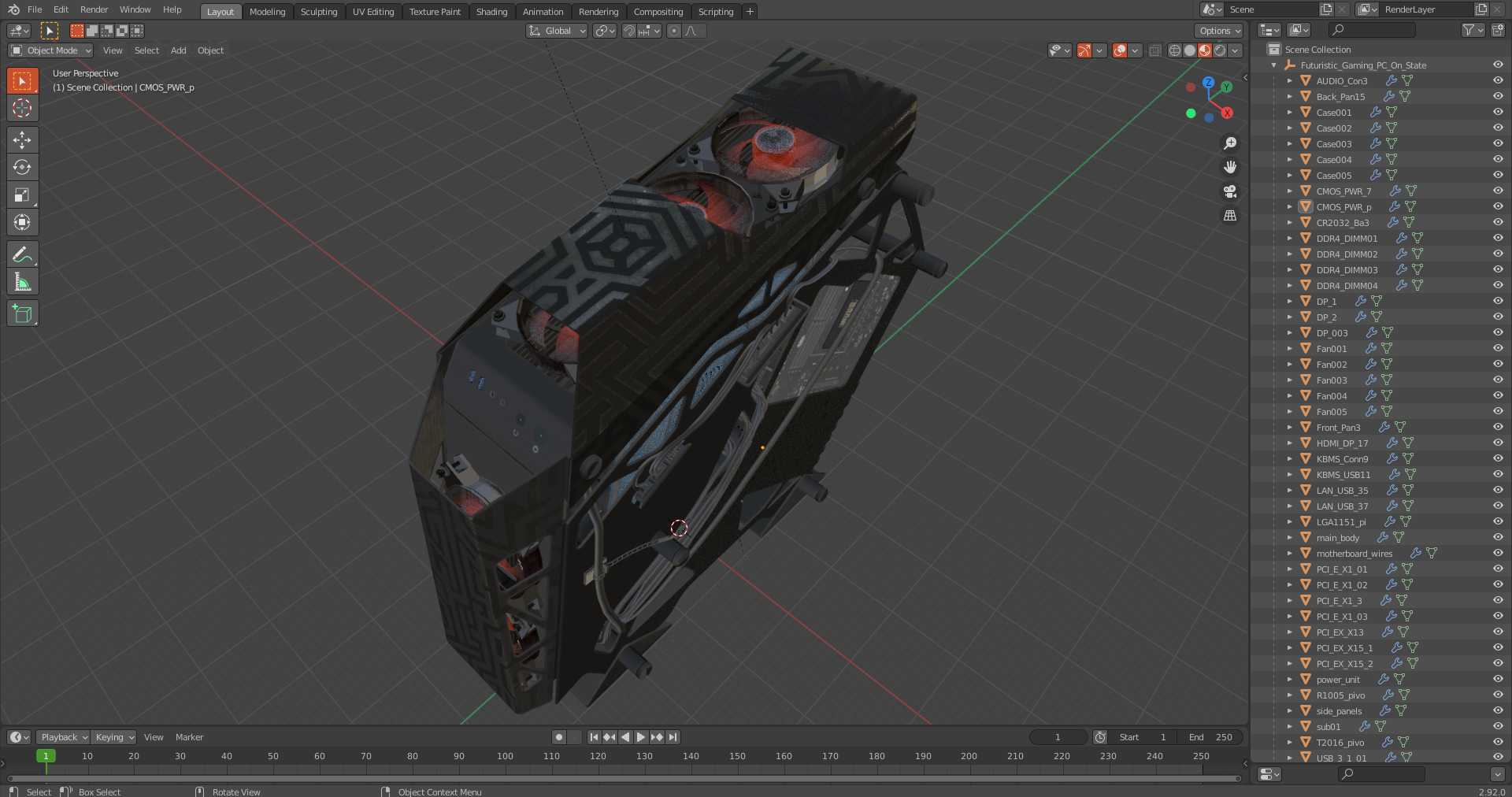 Futuristic Gaming PC On State 3D model