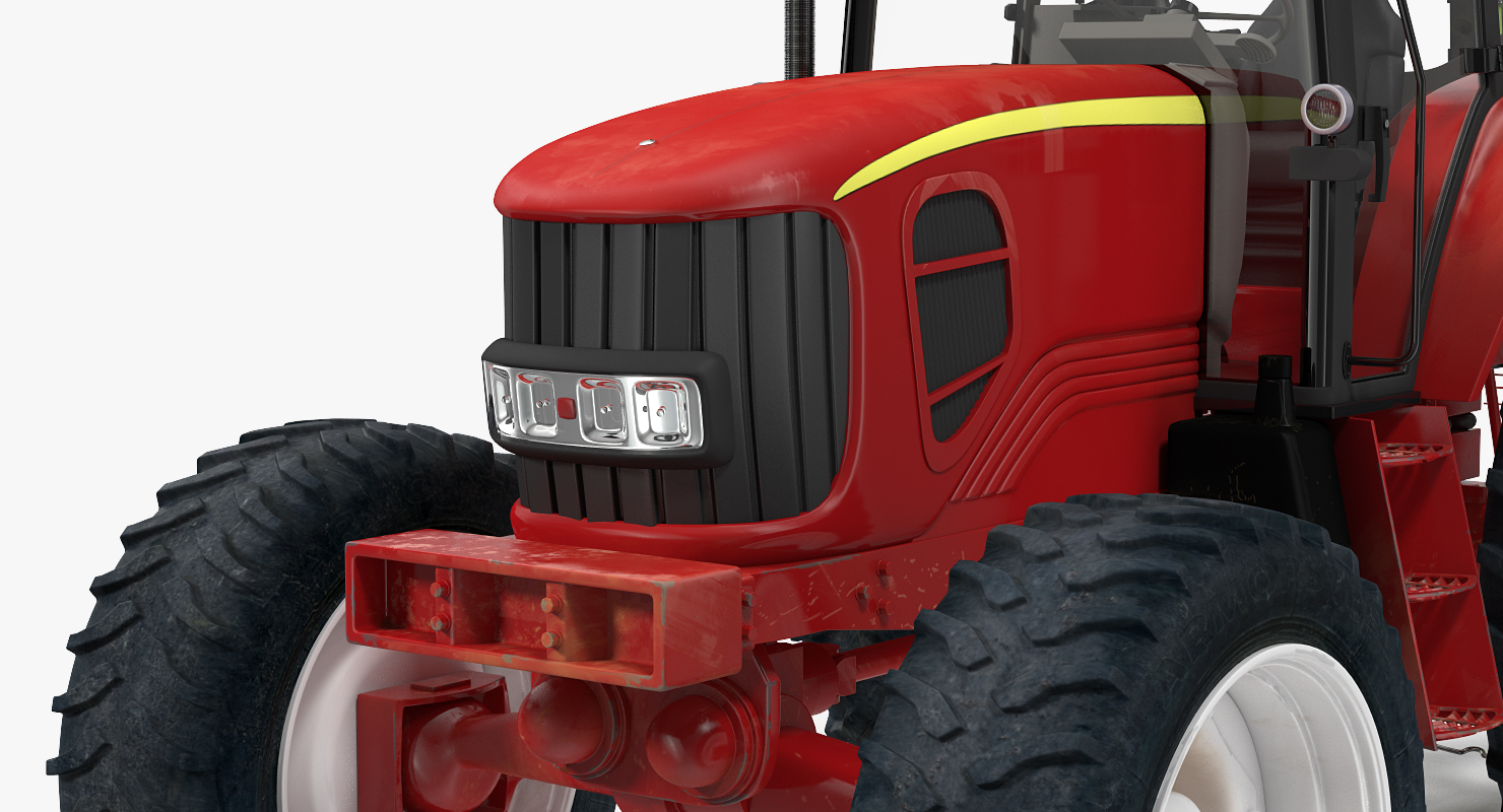 Tractor with Used Twin Rotor Rake Claas Liner 2700 Parked 3D