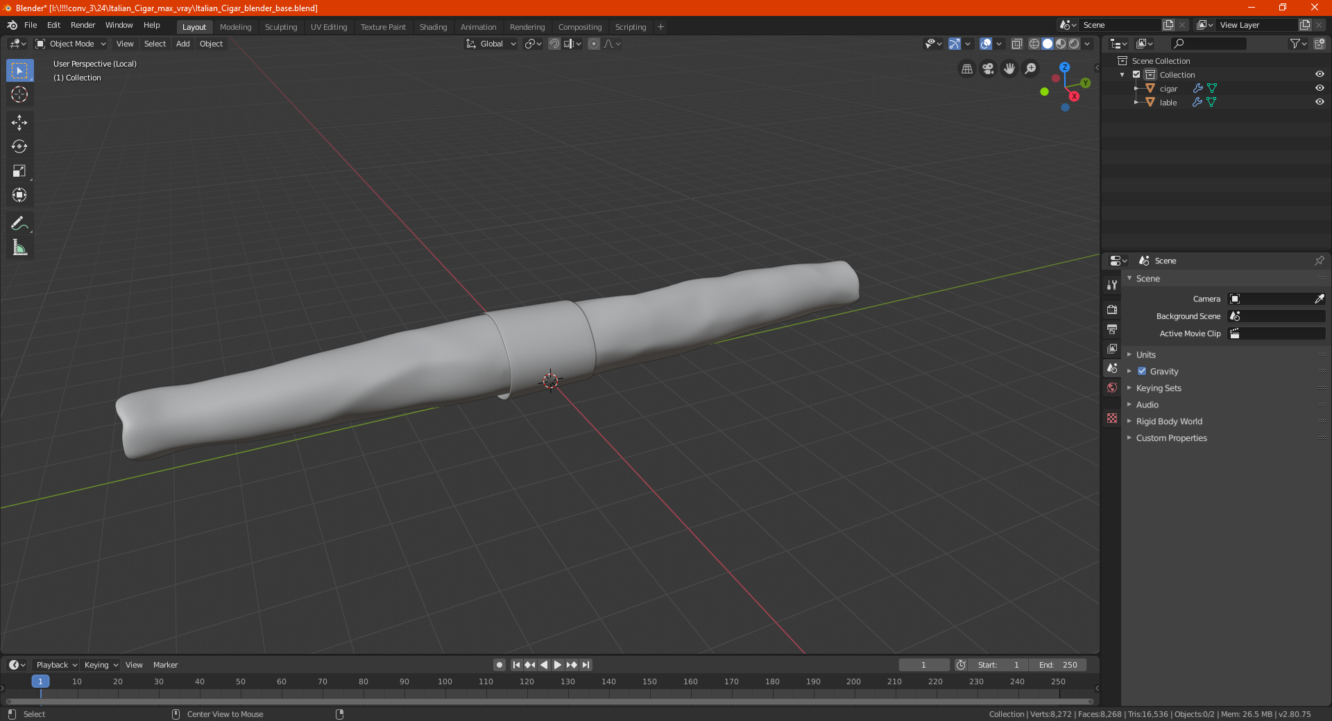 3D Italian Cigar model