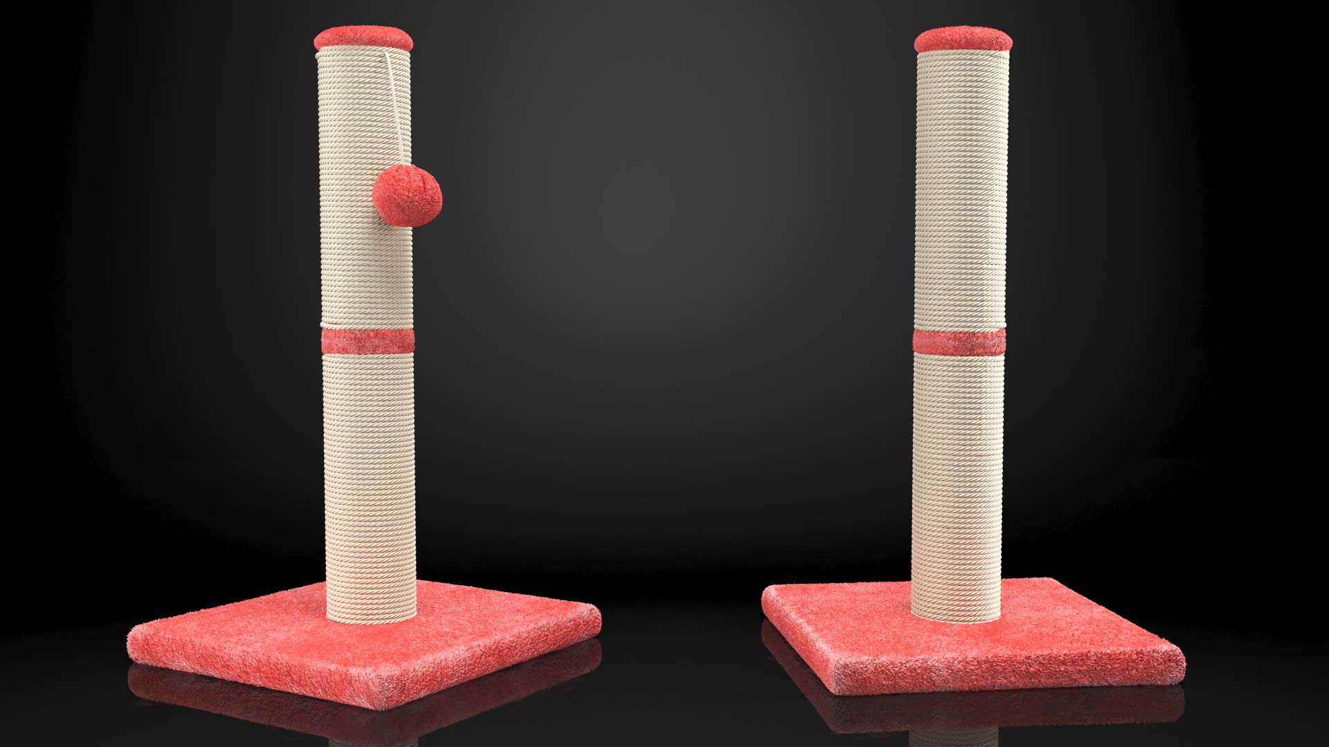 3D Cat Scratching Post Ball Red model