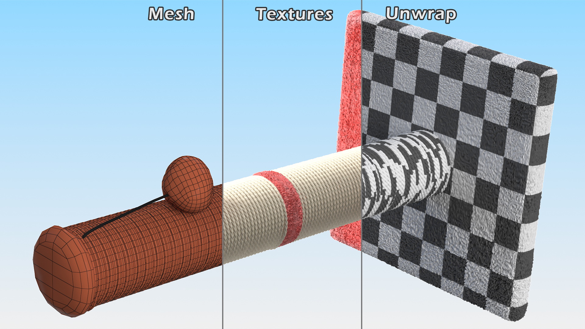 3D Cat Scratching Post Ball Red model