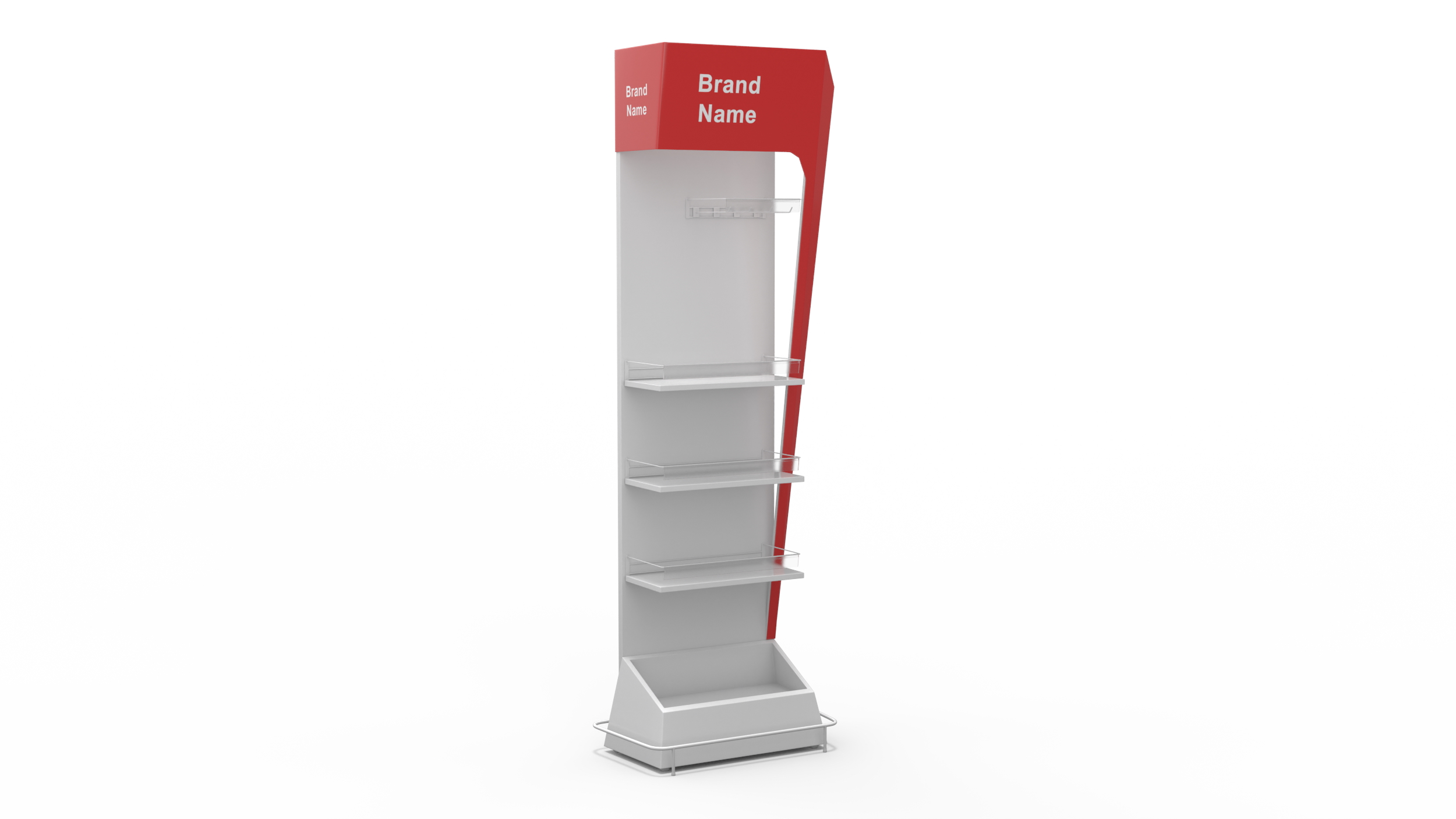 Retail White Red Display Stand Mockup 3D