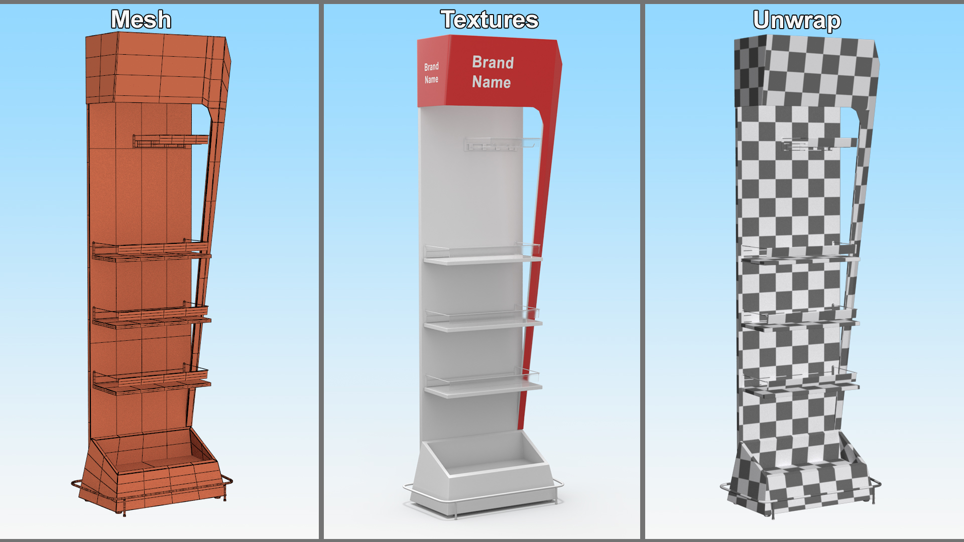 Retail White Red Display Stand Mockup 3D