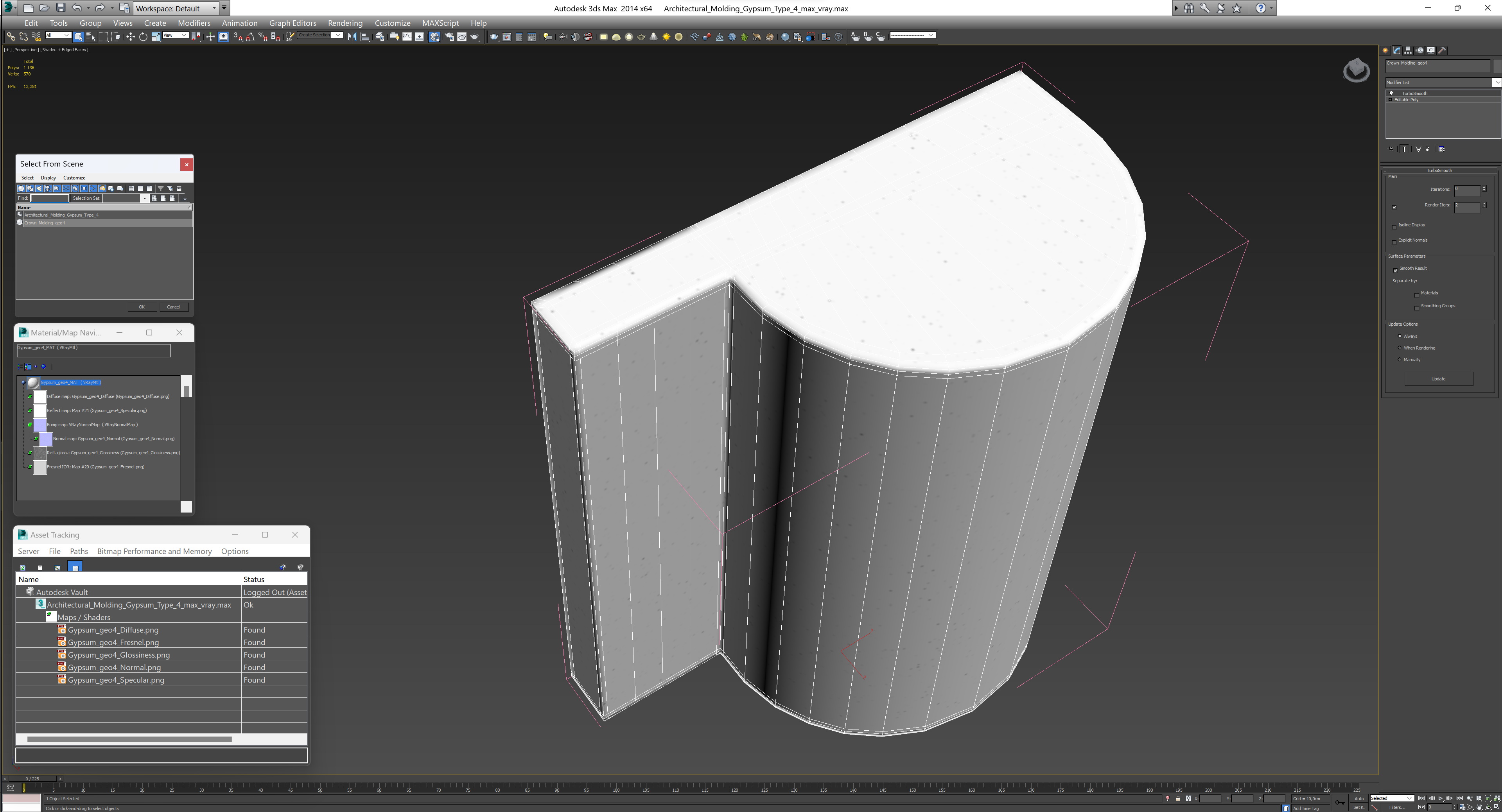3D model Architectural Molding Gypsum Type 4