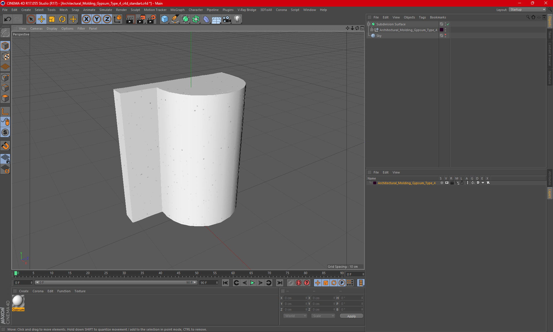 3D model Architectural Molding Gypsum Type 4