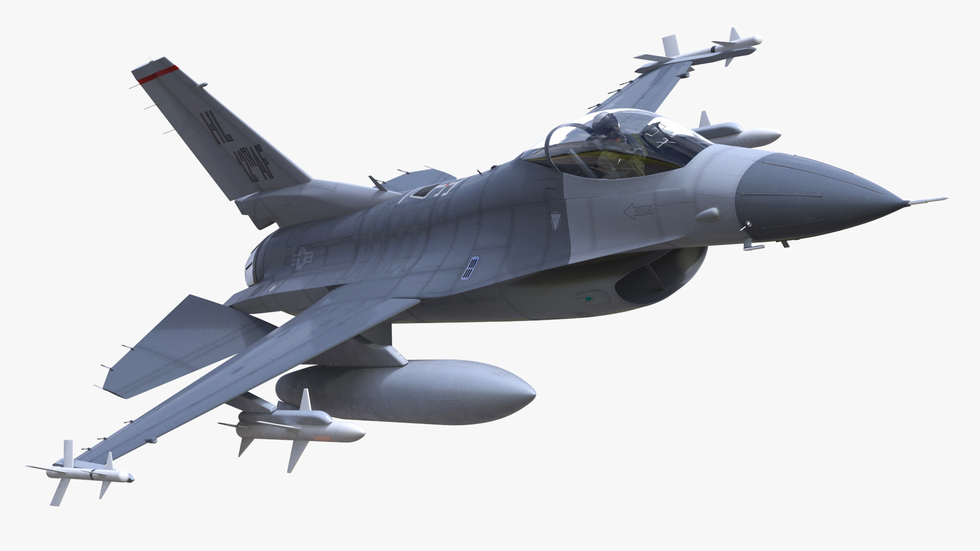 3D Fighter F 16 Fighting Falcon With Jet Armament Rigged model