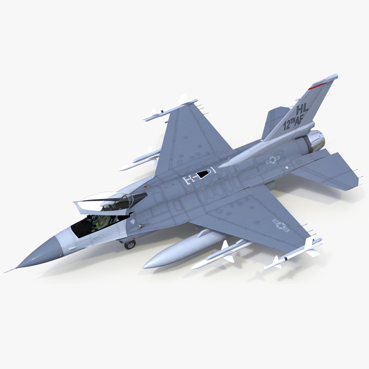 3D Fighter F 16 Fighting Falcon With Jet Armament Rigged model