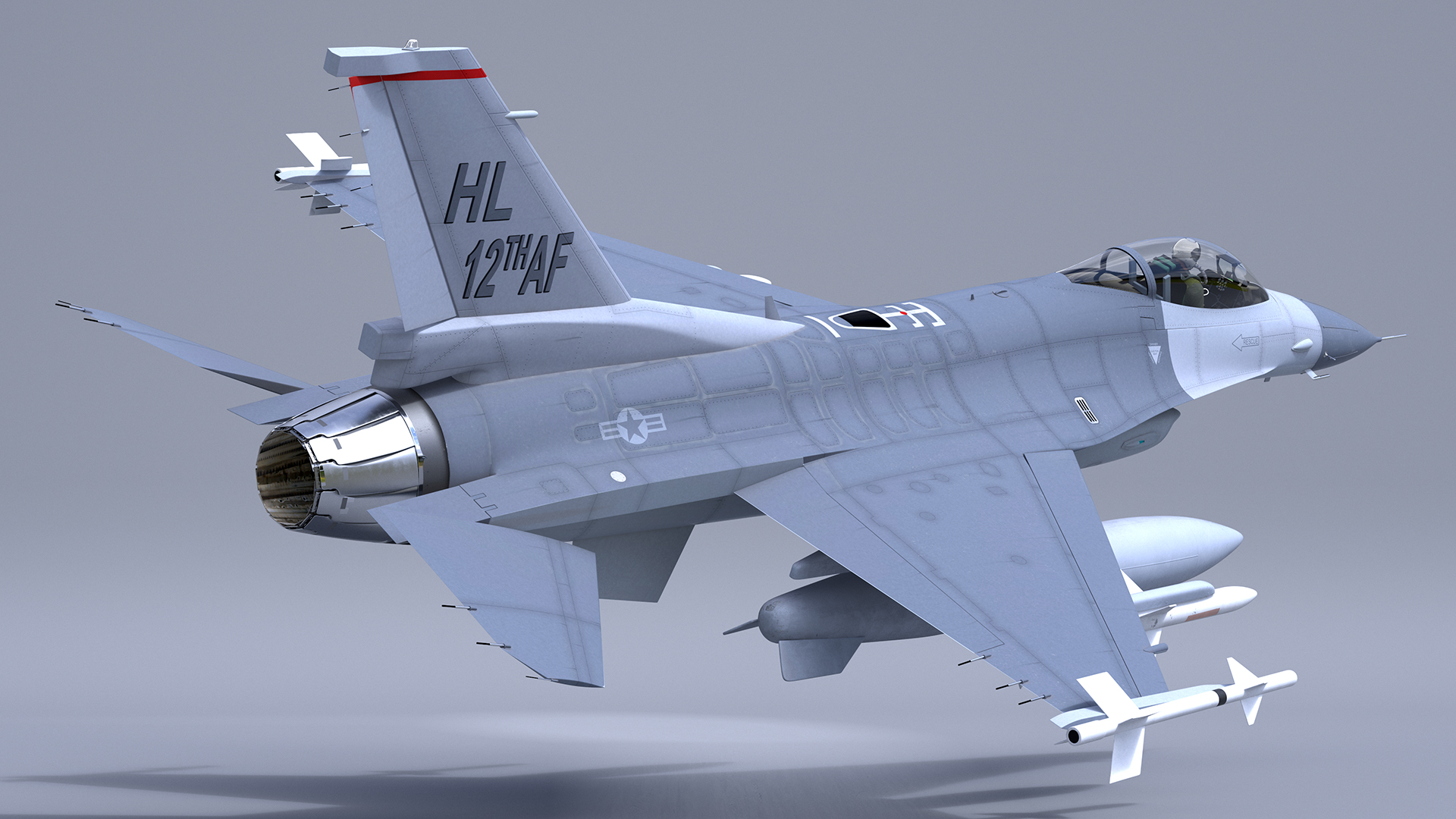 3D Fighter F 16 Fighting Falcon With Jet Armament Rigged model