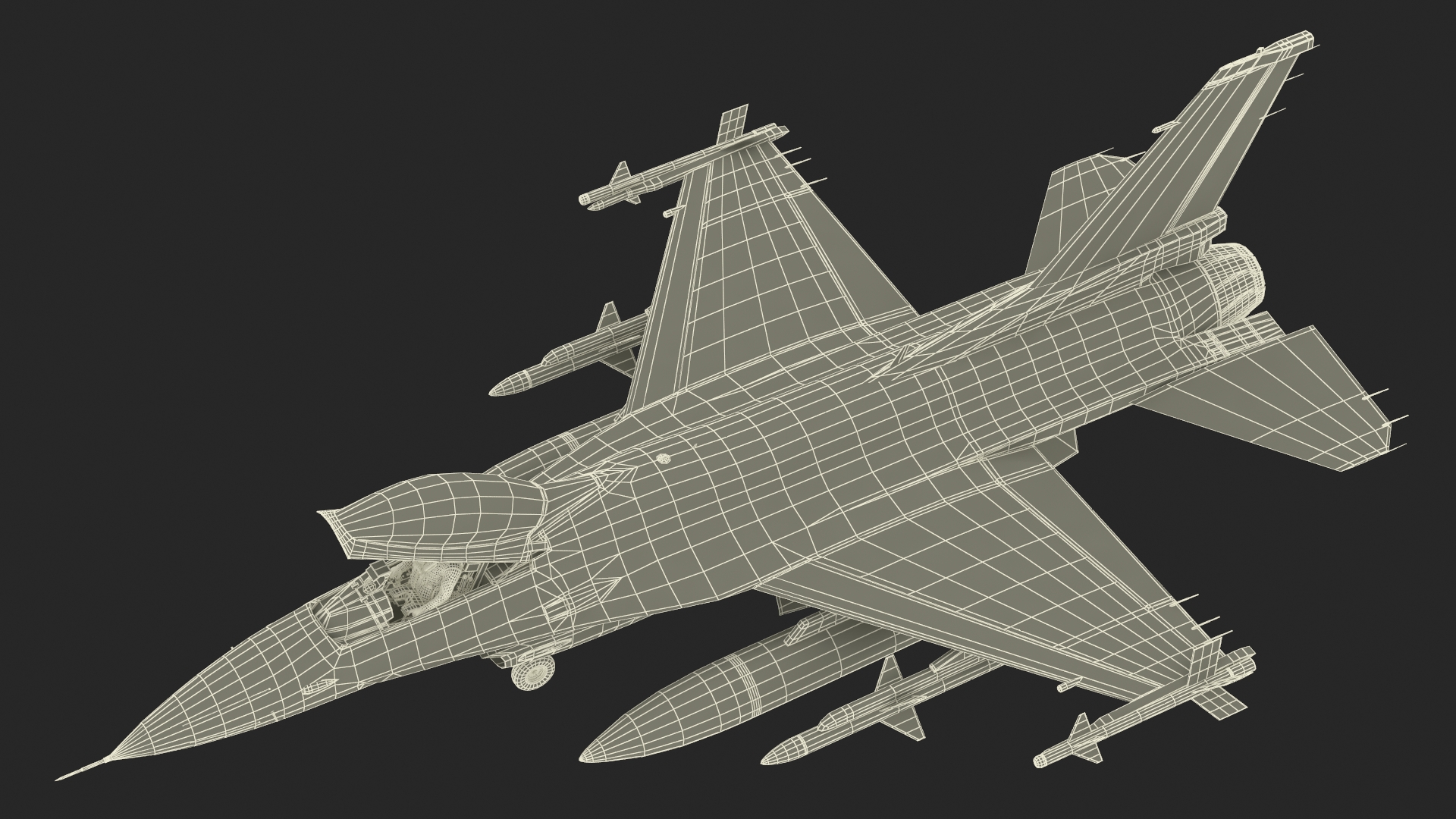 3D Fighter F 16 Fighting Falcon With Jet Armament Rigged model