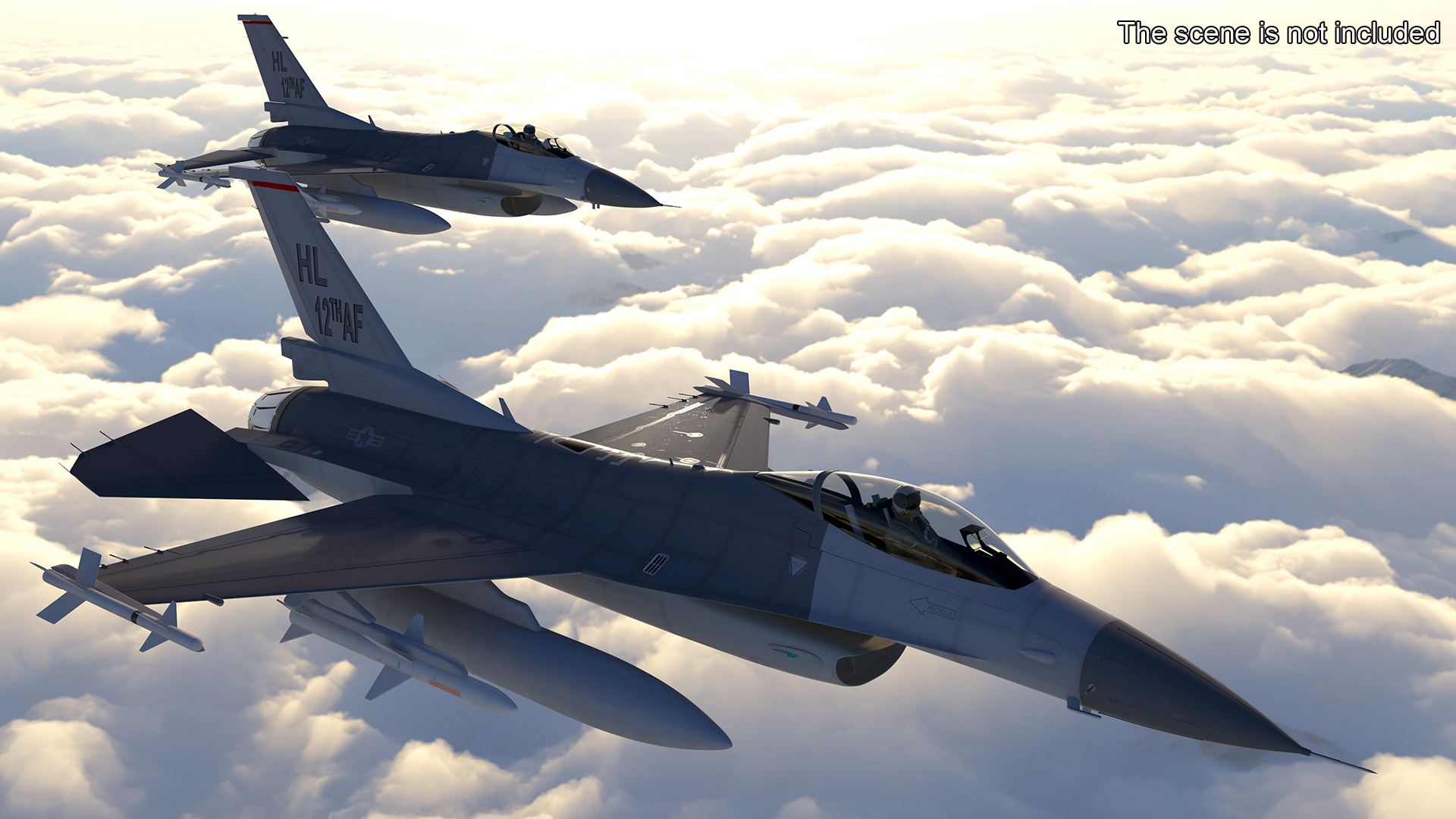 3D Fighter F 16 Fighting Falcon With Jet Armament Rigged model