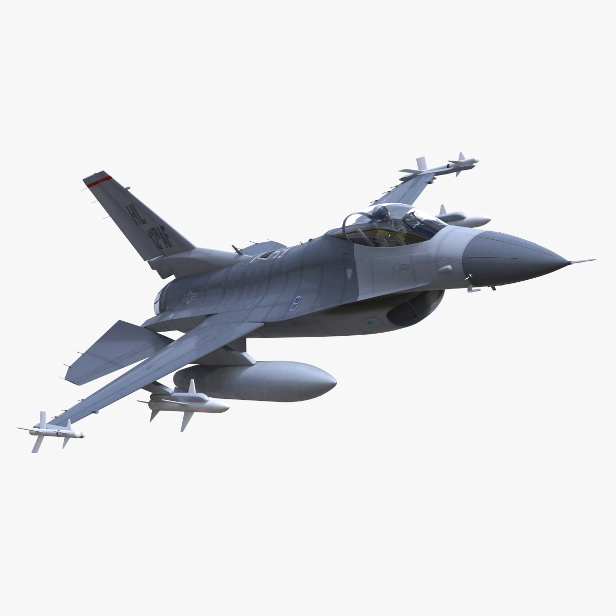 3D Fighter F 16 Fighting Falcon With Jet Armament Rigged model