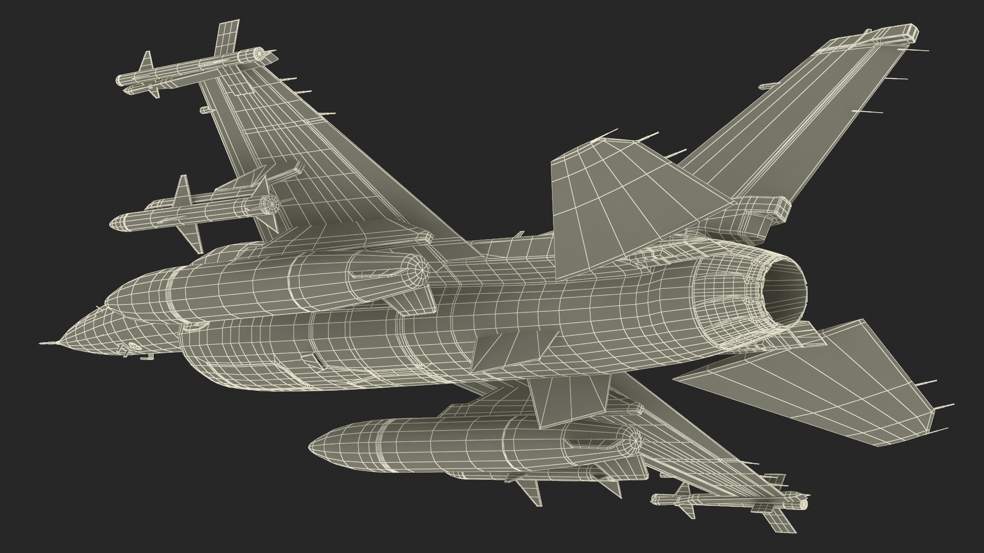 3D Fighter F 16 Fighting Falcon With Jet Armament Rigged model