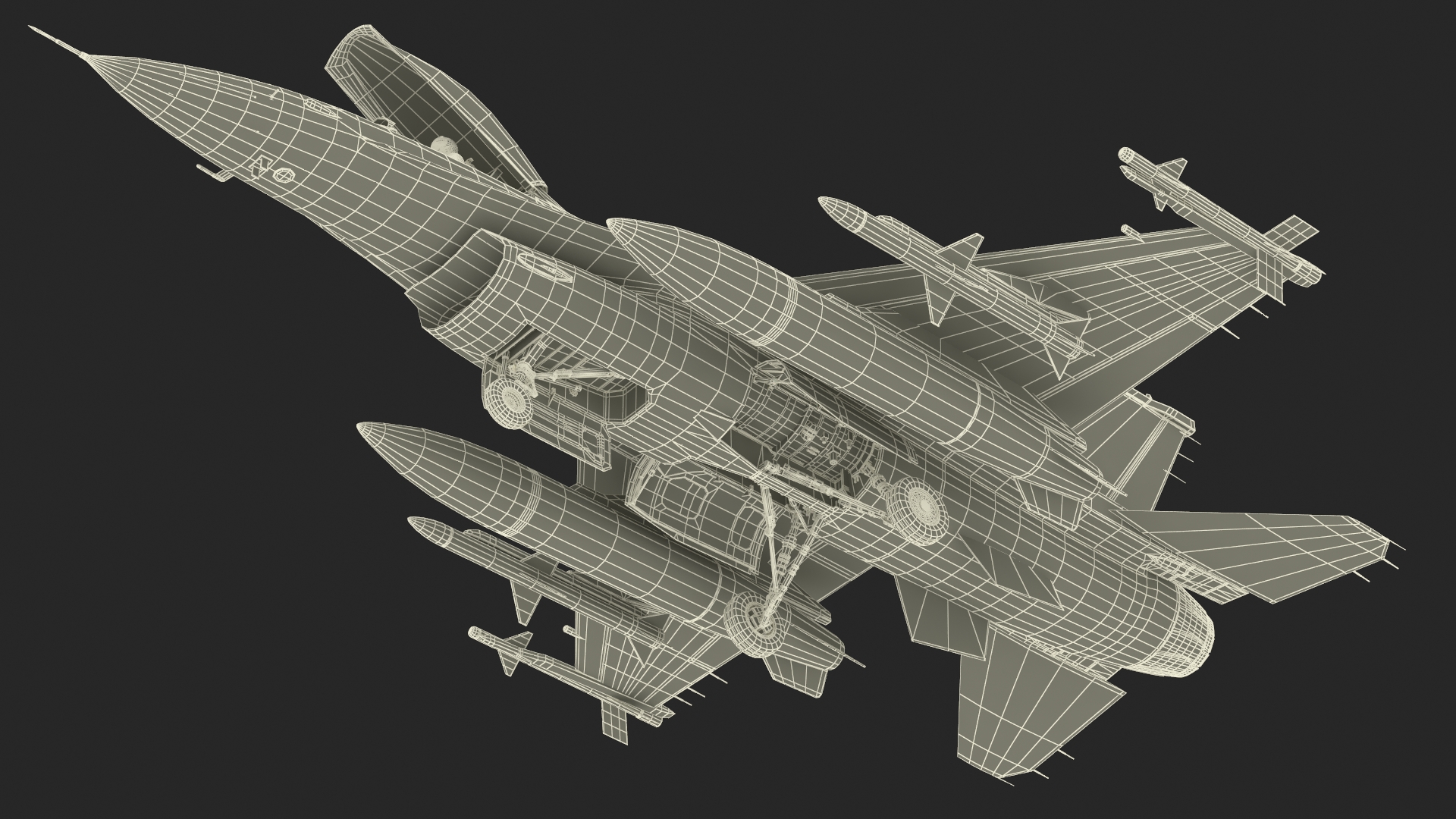 3D Fighter F 16 Fighting Falcon With Jet Armament Rigged model