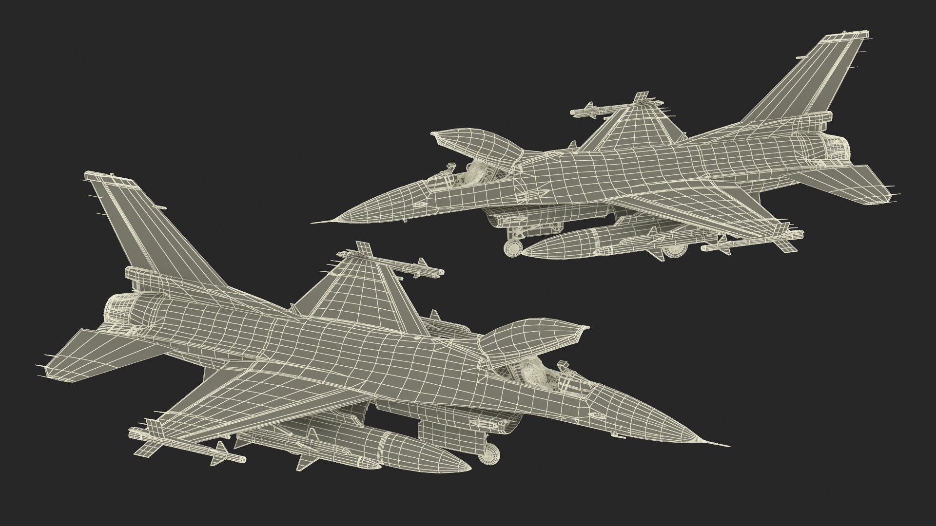 3D Fighter F 16 Fighting Falcon With Jet Armament Rigged model