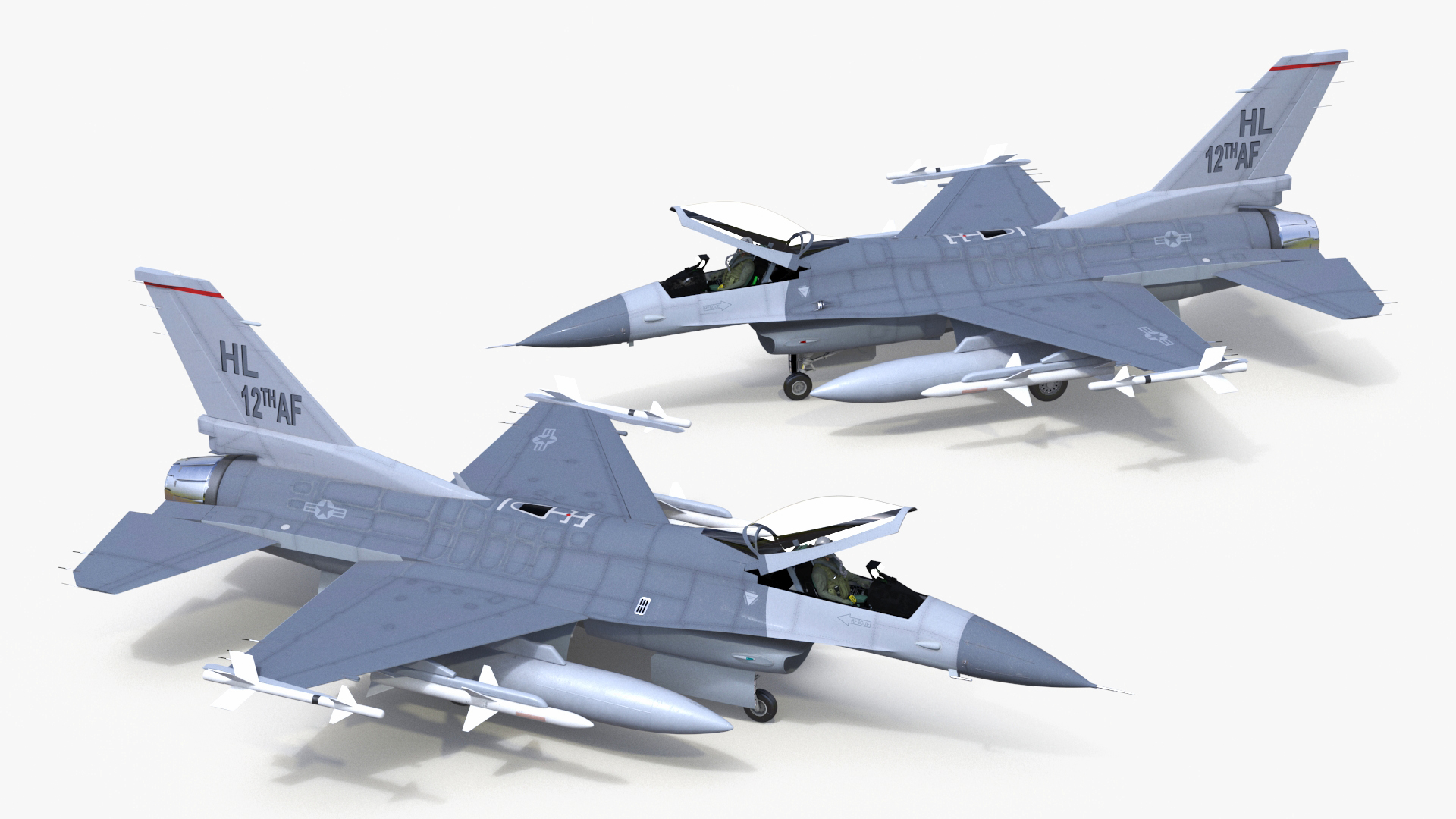 3D Fighter F 16 Fighting Falcon With Jet Armament Rigged model