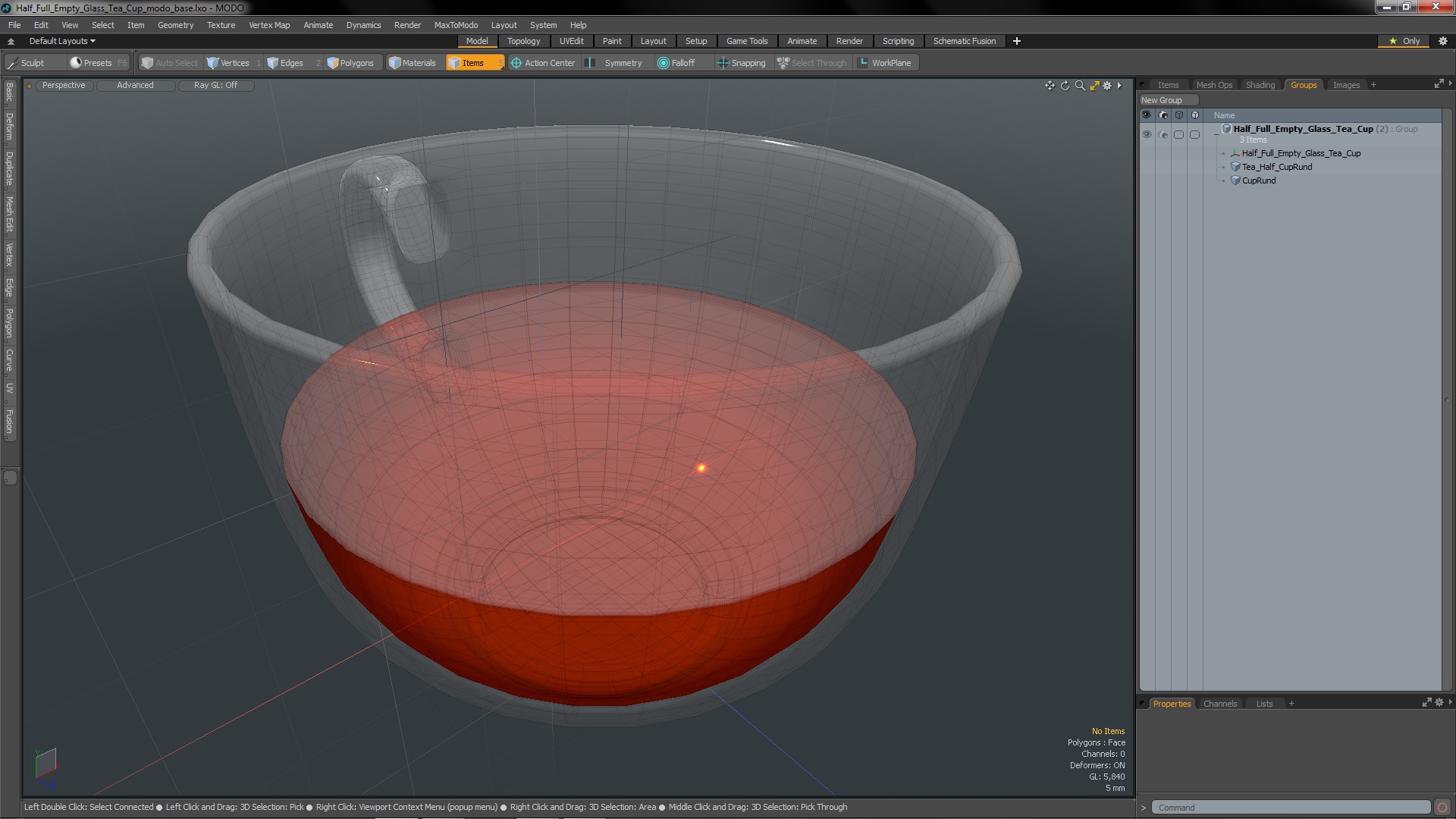 Half Full Empty Glass Tea Cup 3D model