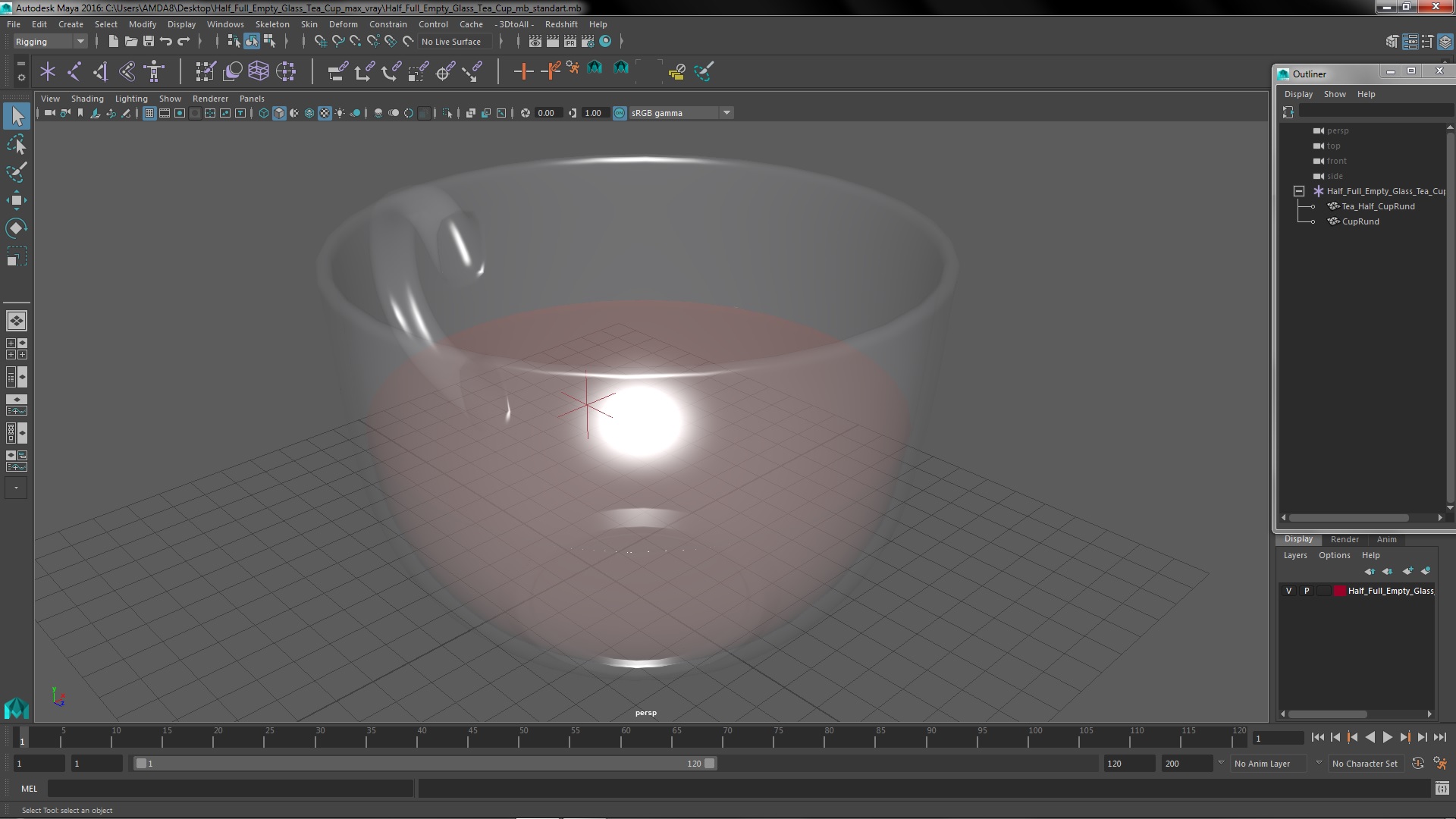 Half Full Empty Glass Tea Cup 3D model