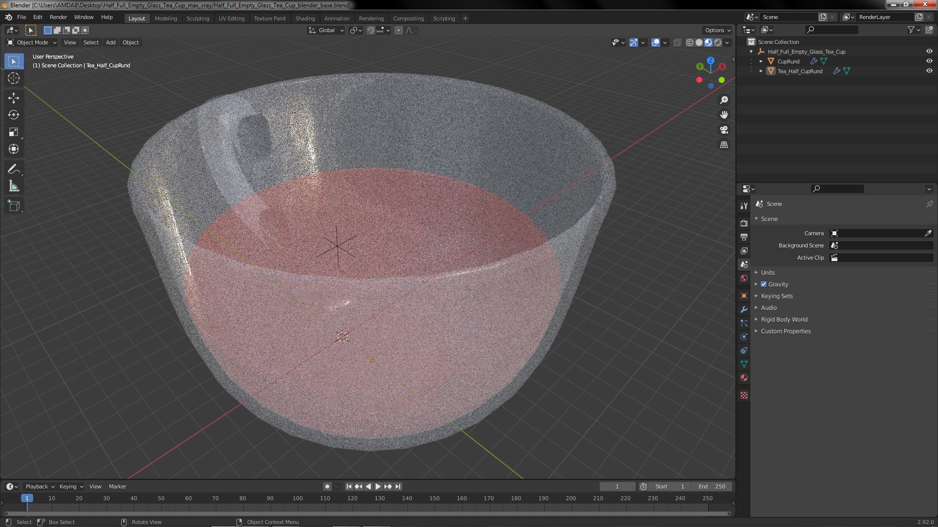 Half Full Empty Glass Tea Cup 3D model