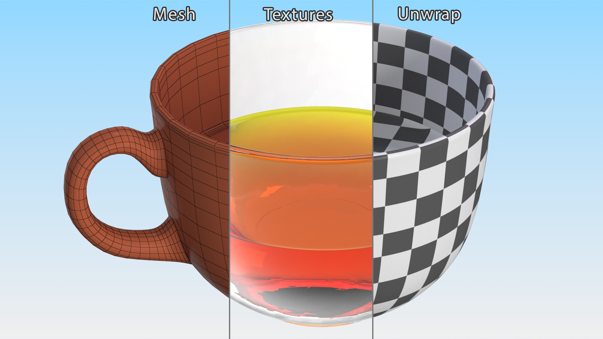 Half Full Empty Glass Tea Cup 3D model