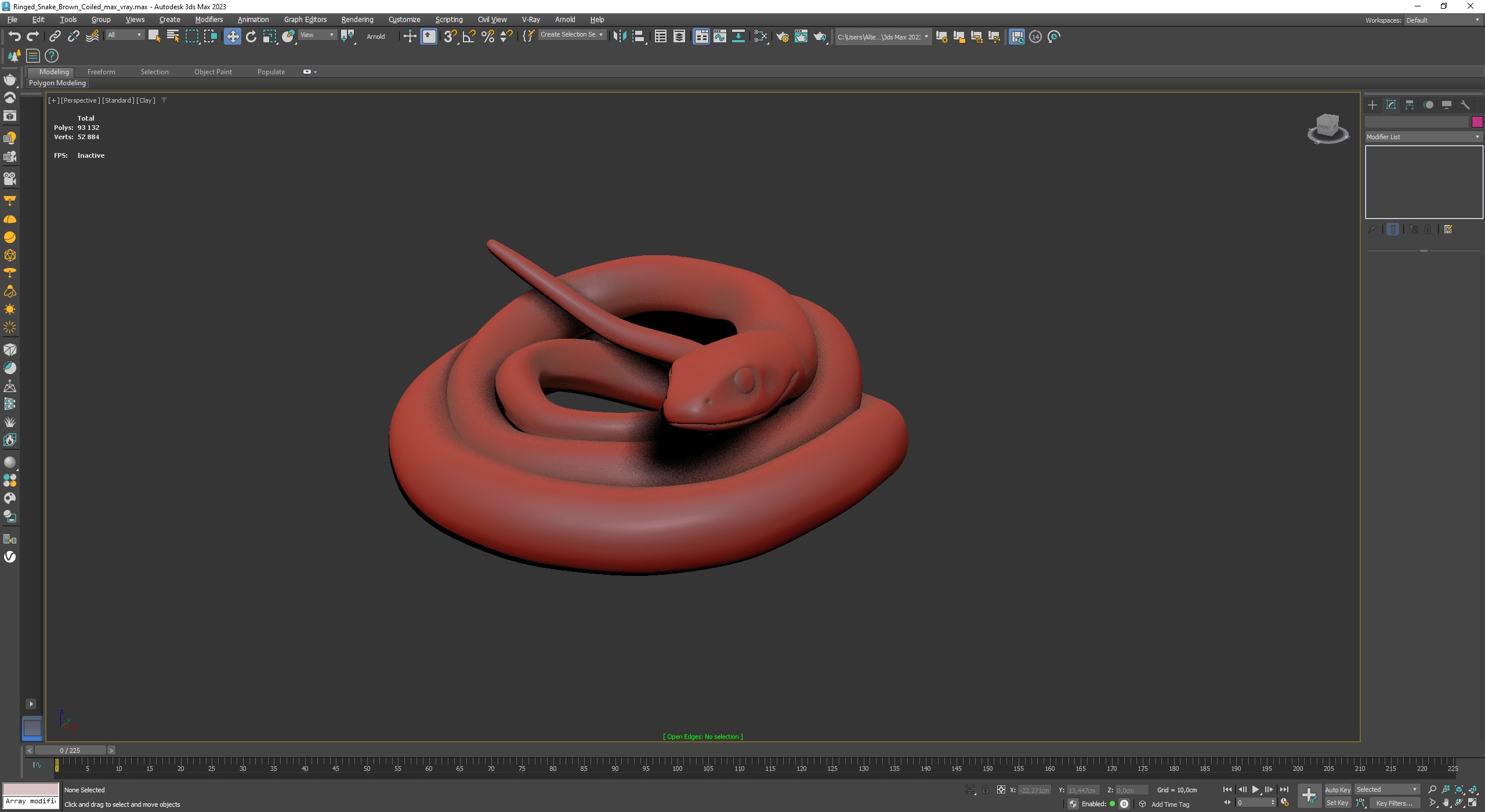 3D Ringed Snake Brown Coiled for 3D Print model