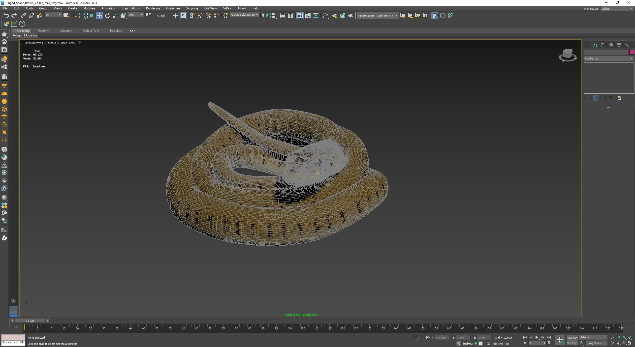 3D Ringed Snake Brown Coiled for 3D Print model