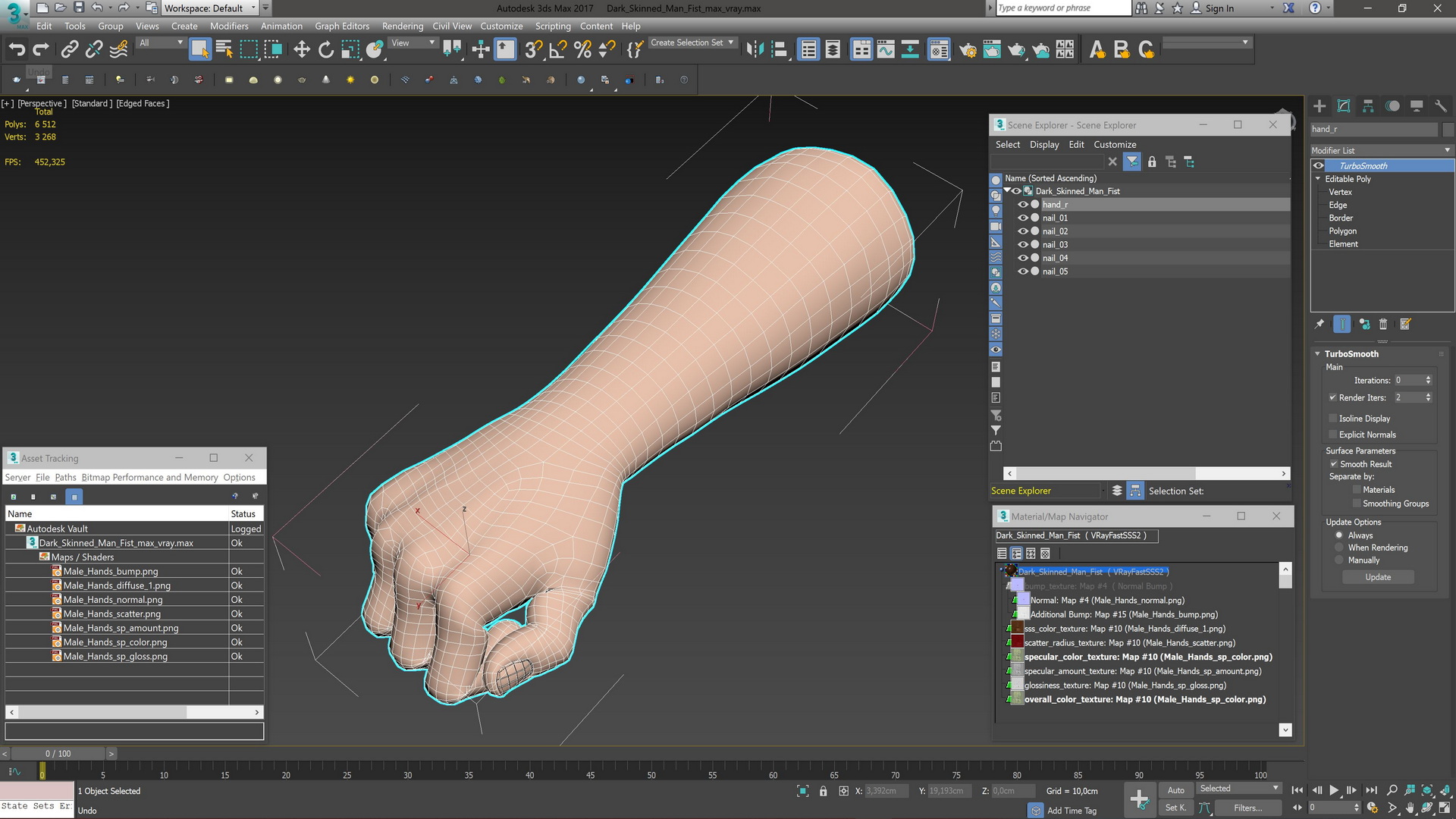 3D Dark Skinned Man Fist