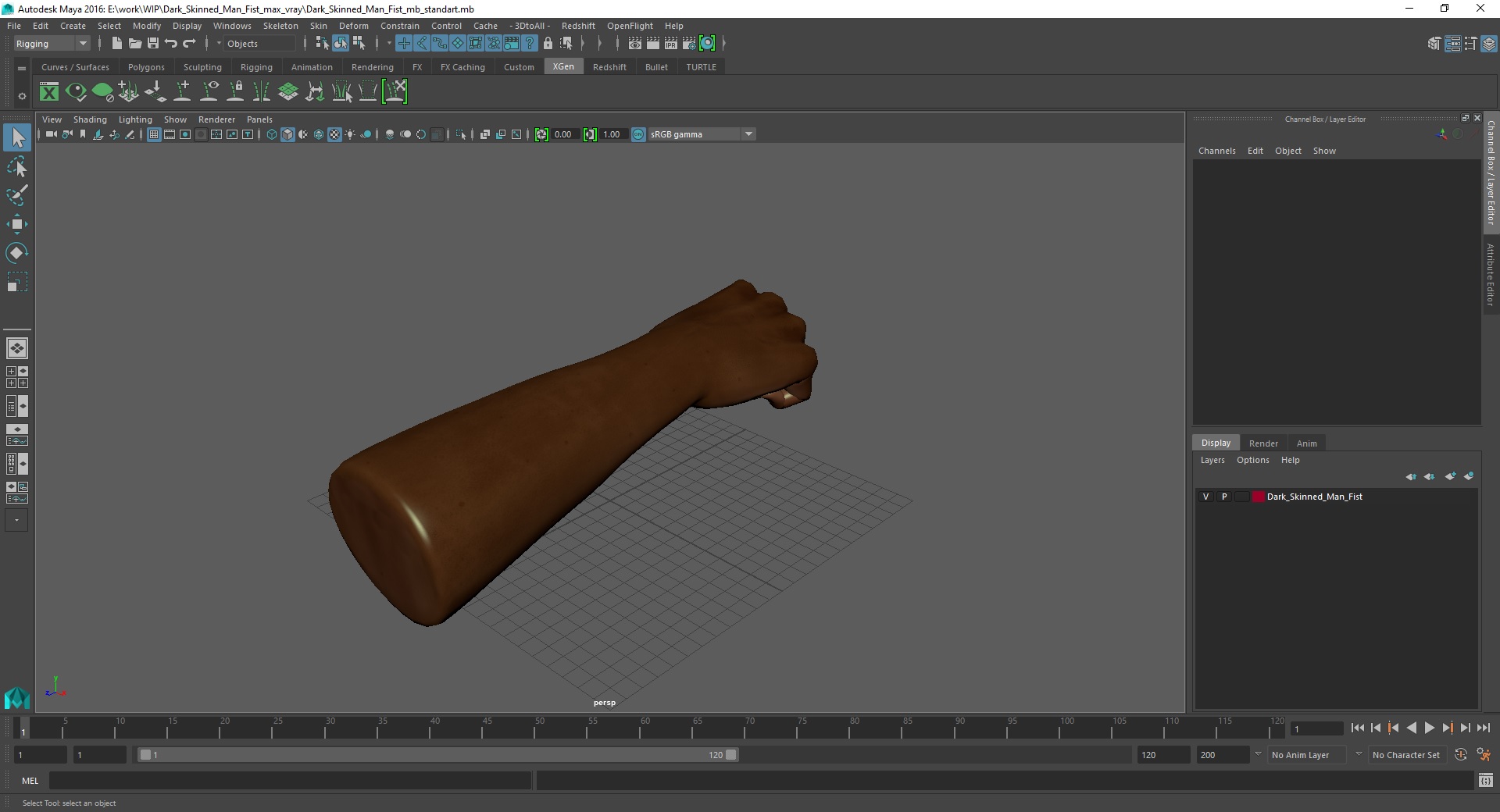 3D Dark Skinned Man Fist