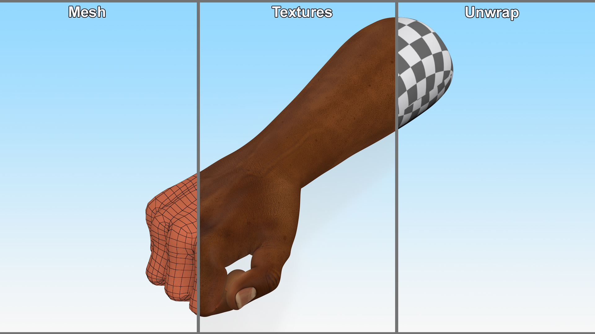3D Dark Skinned Man Fist