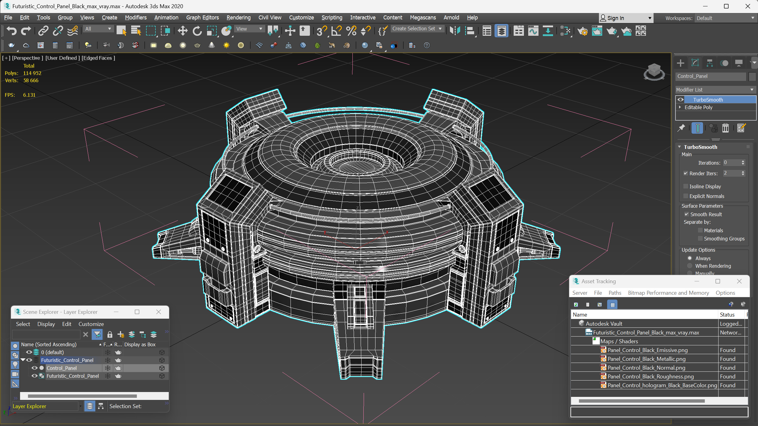 3D model Futuristic Control Panel Black