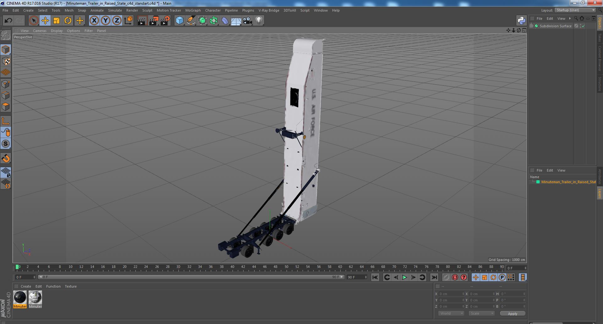3D Minuteman Trailer in Raised State model