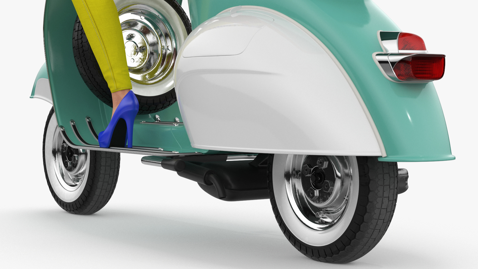 3D Woman Riding Vespa 125 Retro Scooter