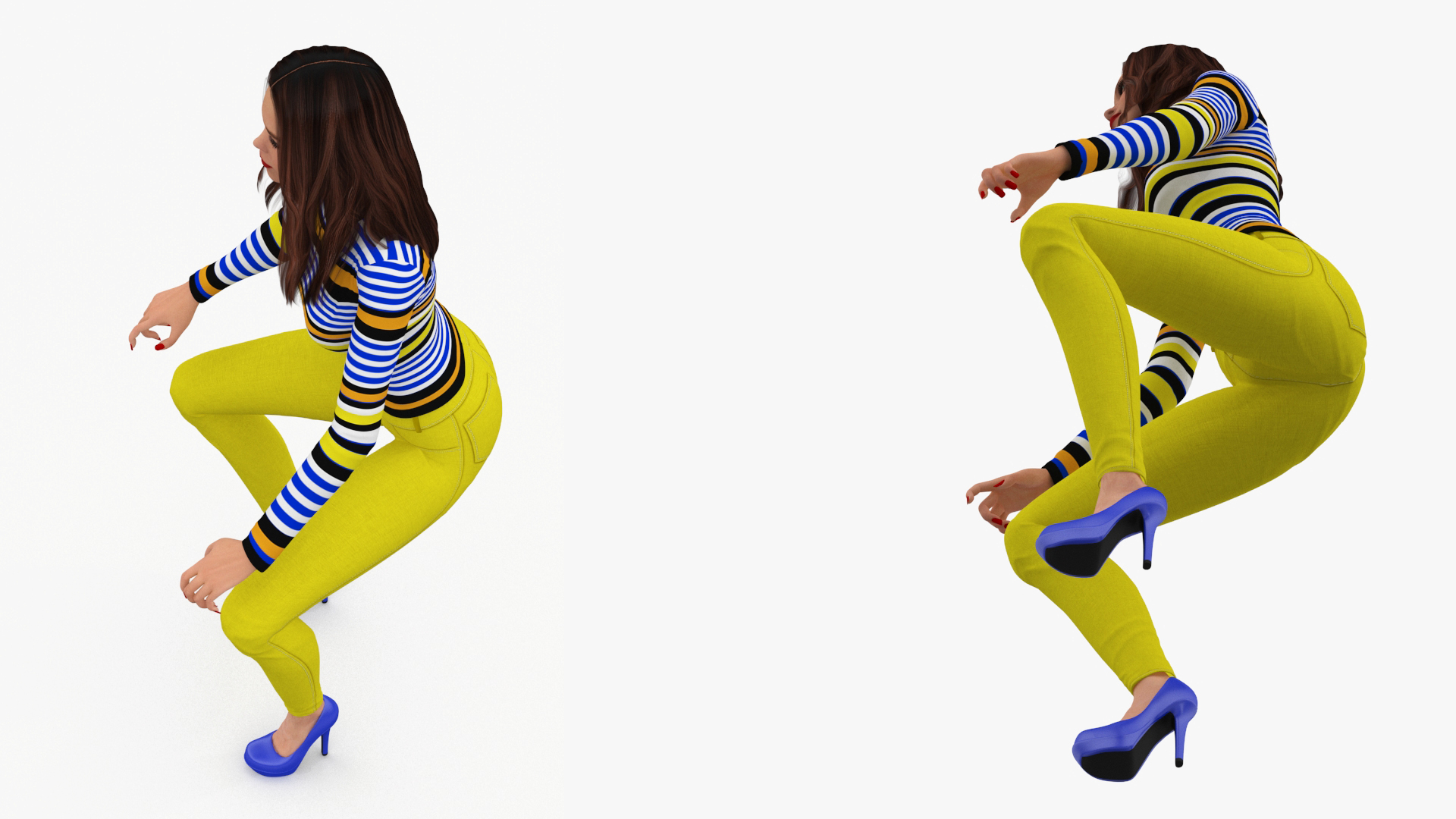3D Woman Riding Vespa 125 Retro Scooter