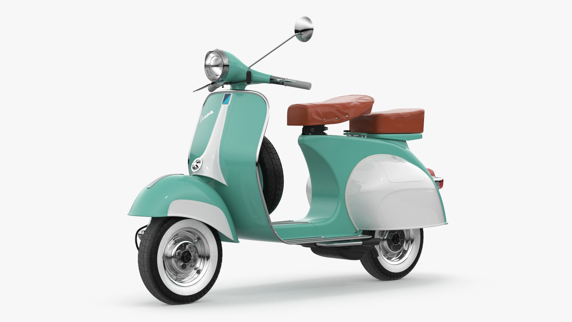 3D Woman Riding Vespa 125 Retro Scooter