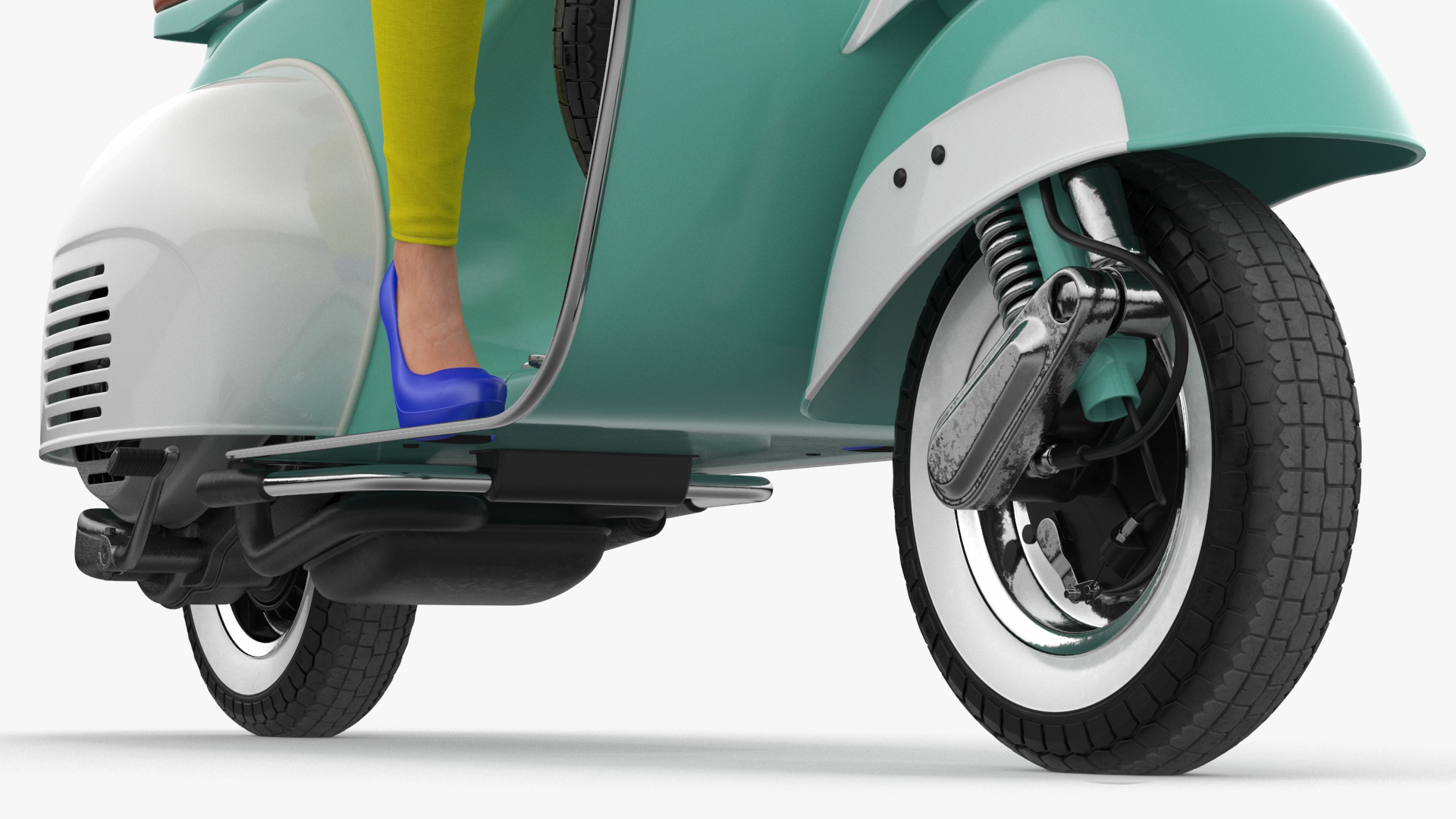 3D Woman Riding Vespa 125 Retro Scooter